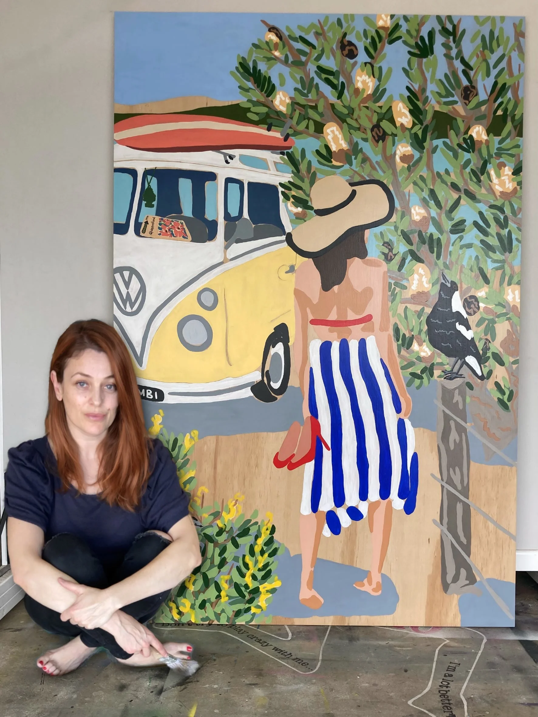👣Bare feet, salty hair and nowhere to be&hellip; ☀️👠
&lsquo;Summer Sun &ndash; Coastal Chic&rsquo; is my little escape into those long, carefree summer days. A sunny yellow Kombi, banksias, a few cheeky magpies and heels slipped off for a wander. A