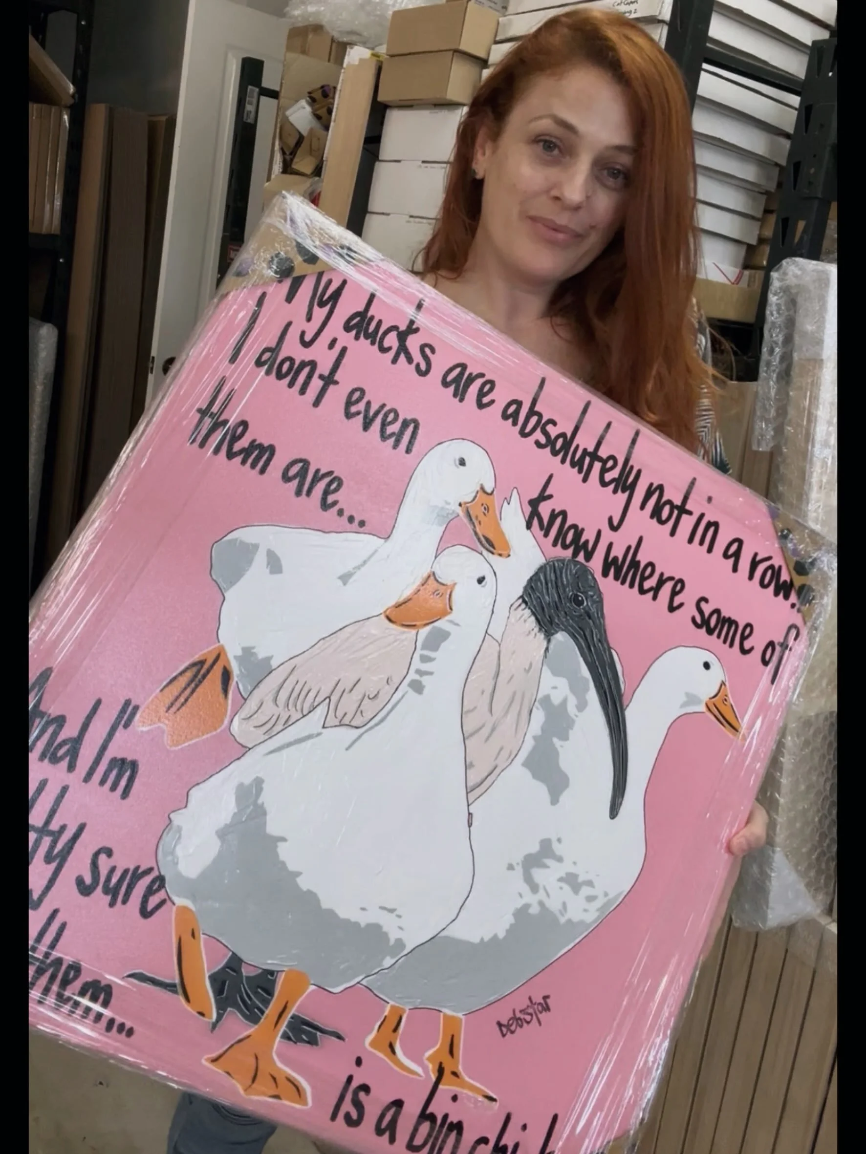 🦆Wrapped and sent these cheeky guys off to their new home in Toowoomba QLD this afternoon! This sale has had me smiling all day!😊Thank you to the lovely new collector👏💕and @bluethumbart 💙
.
#ducksinarow #supportlocalartists #birdart #ducks #binc