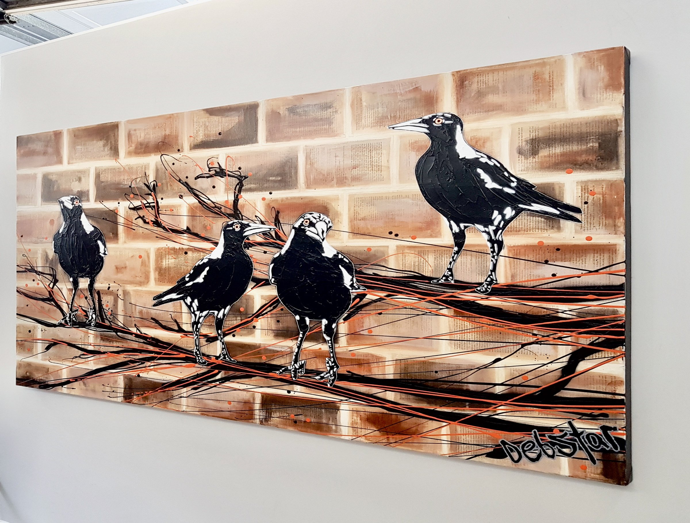 magpie-mischief-brick-wall-book-pages-pop-popart-deborah-lang-art-urban-canvas-3.jpg