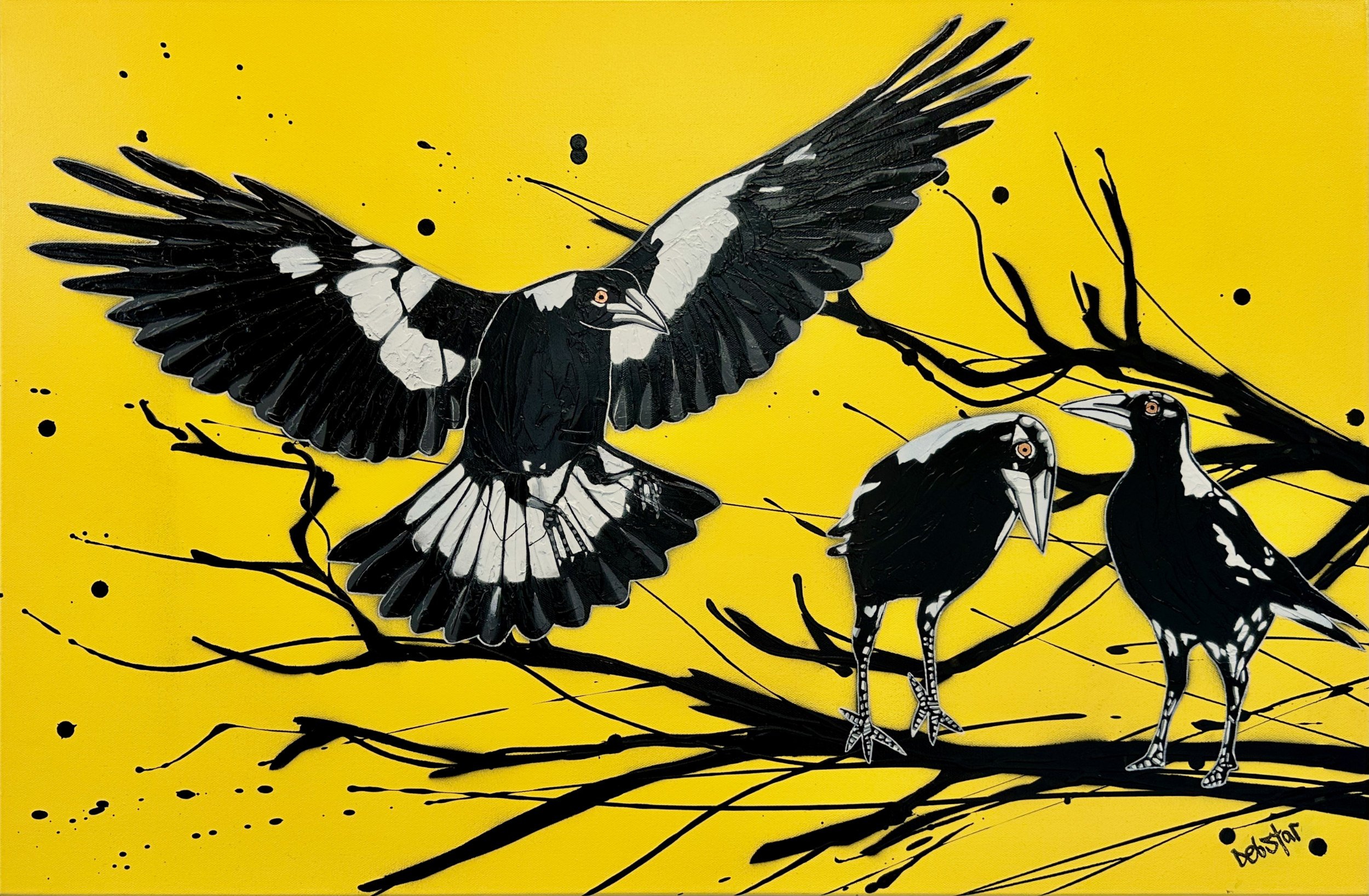 yellow-magpie-dropping-in-pop-popart-debstar-deborah-lang-art-urban-canvas-1.jpg