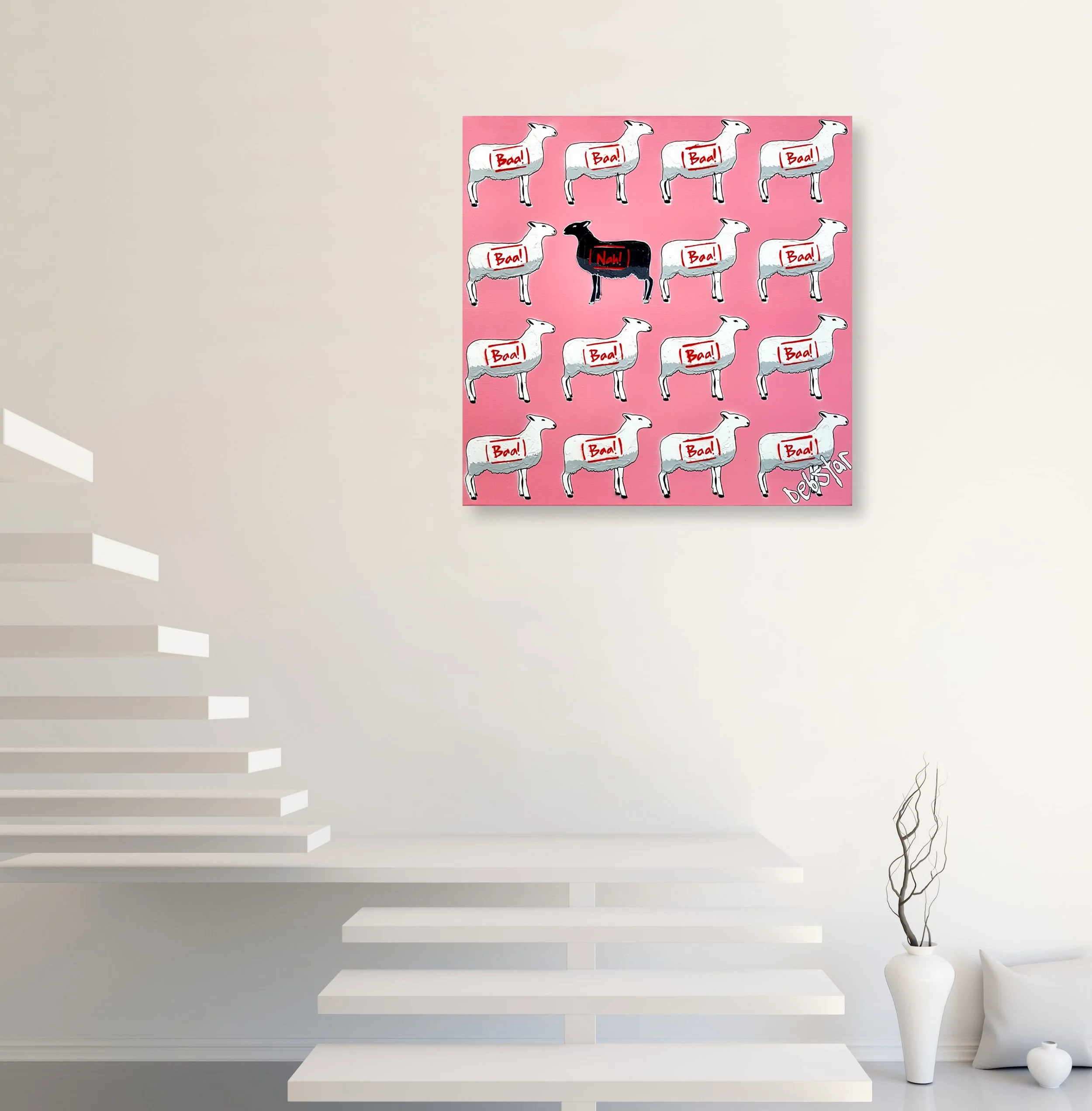 The Black Sheep - Pink 2 61cm x 61cm $890