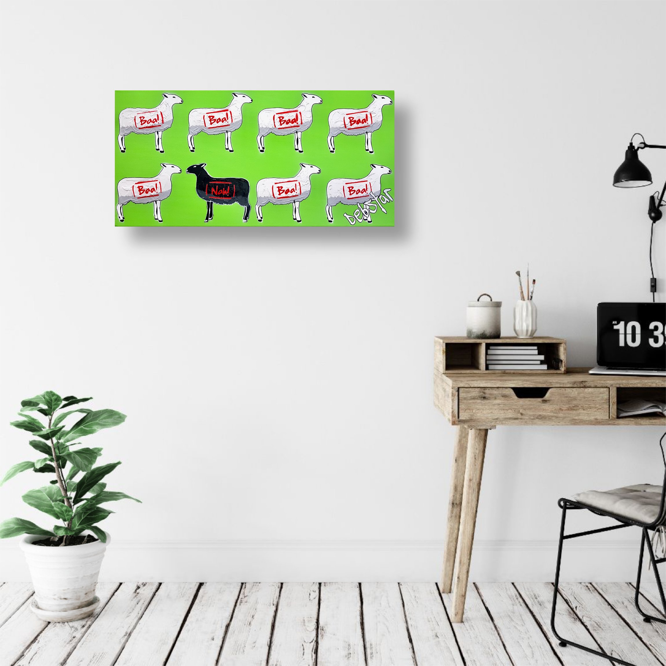 The Black Sheep - Green 61cm x 30.5cm $350