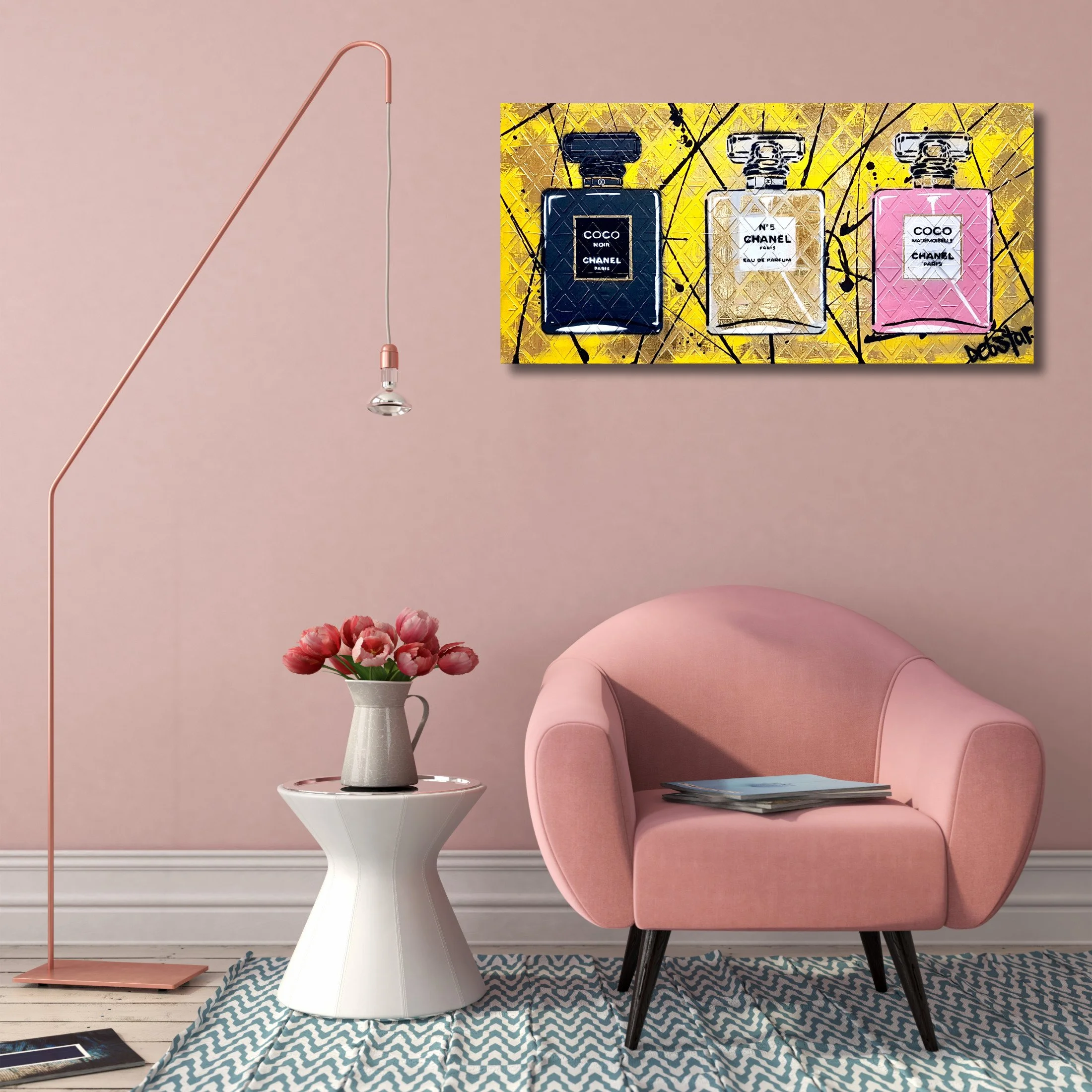 Coco Chanel Perfume Collection Yellow 69cm x 36cm $590