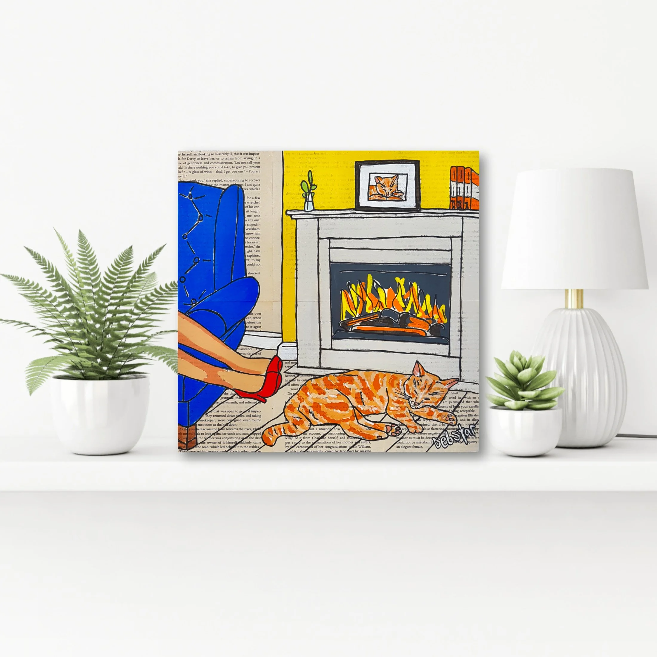 Cat Capers - Fireplace 30cm x 30cm $450