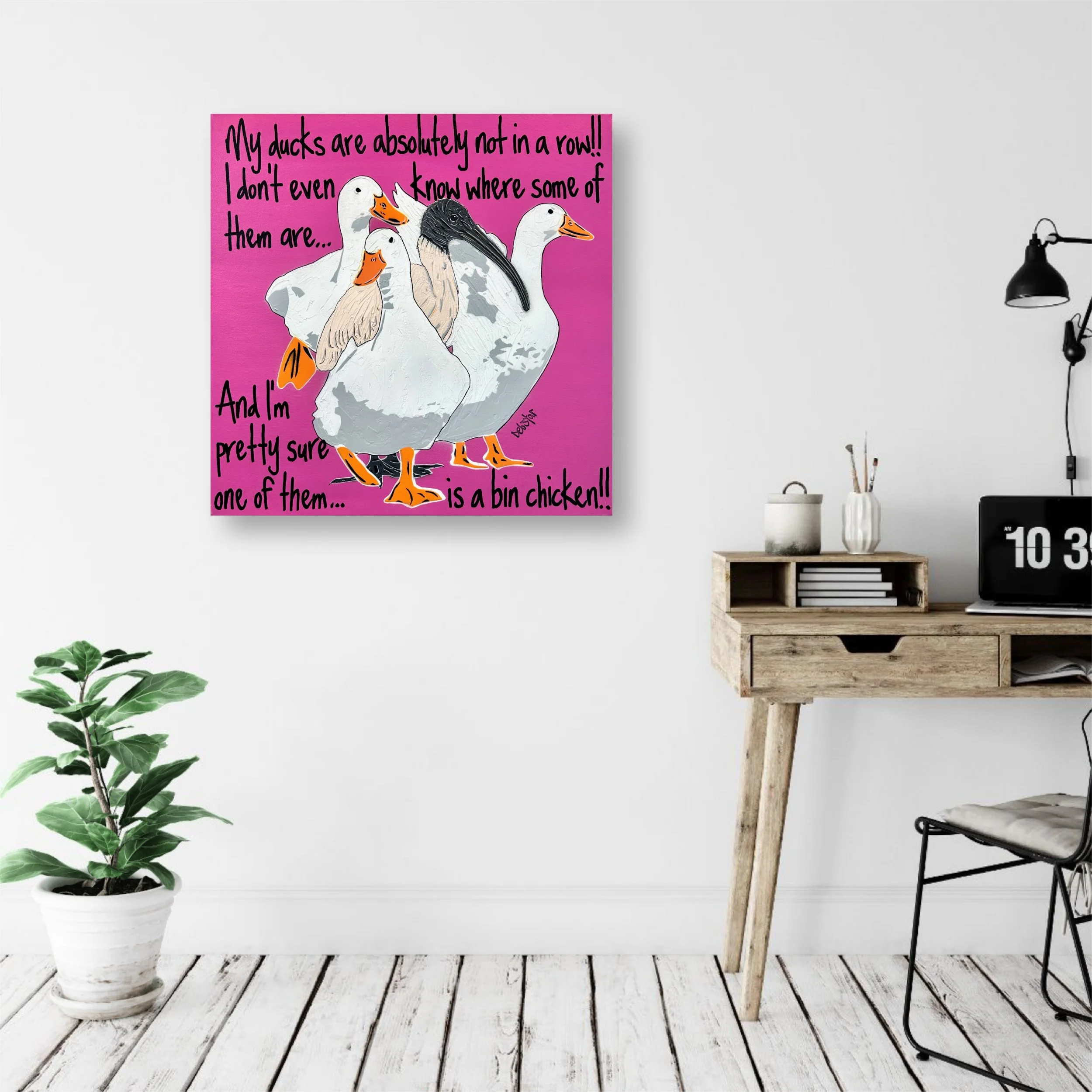 ducks-in-a-row-magenta-bin-chicken-pop-art-debstar-deborah-lang-3.jpg