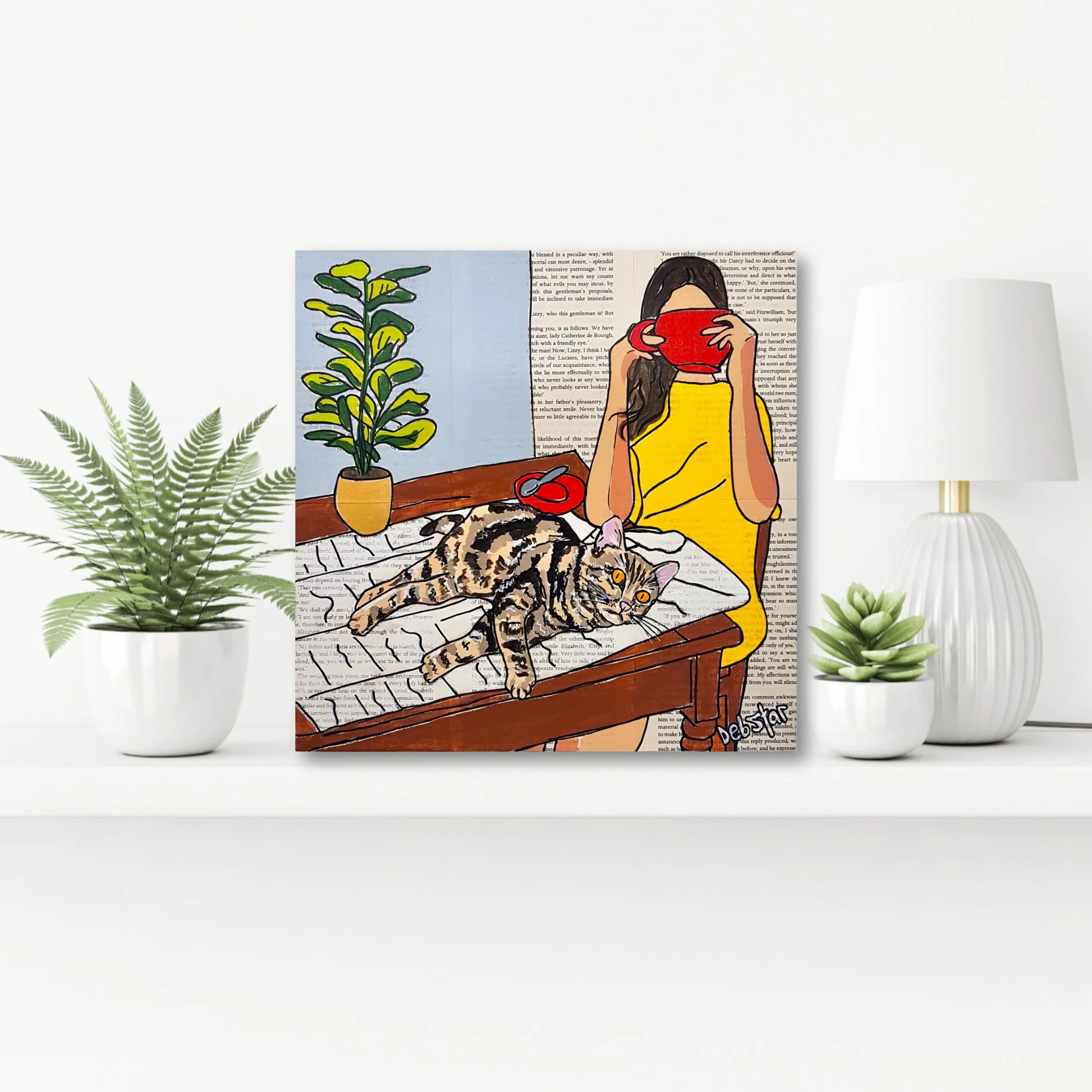 Cat Capers - Teatime 30cm x 30cm $450