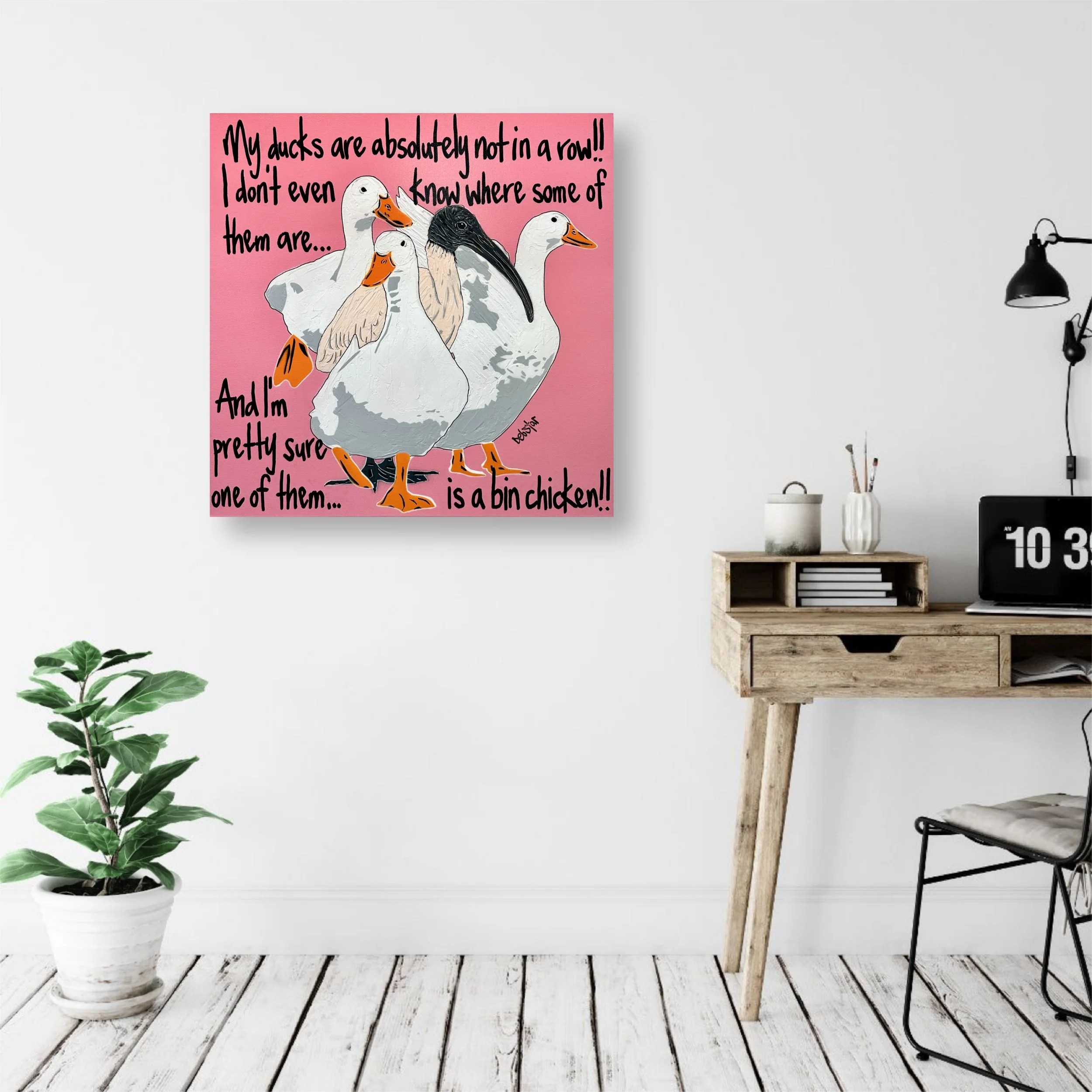 ducks-in-a-row-pink-bin-chicken-pop-art-debstar-deborah-lang-3.jpg