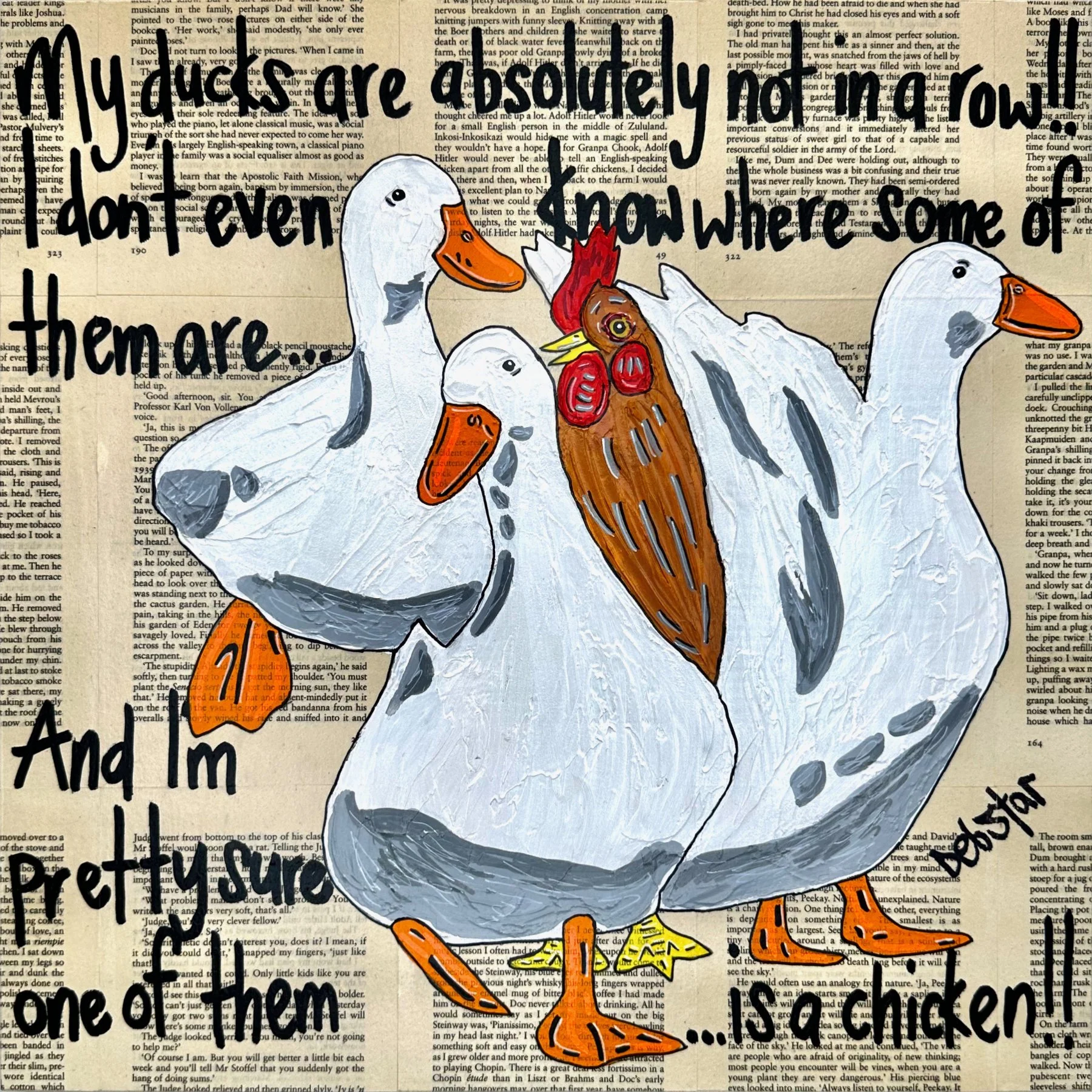 Ducks in a Row Chicken Book Pages 2 40cm x 40cm