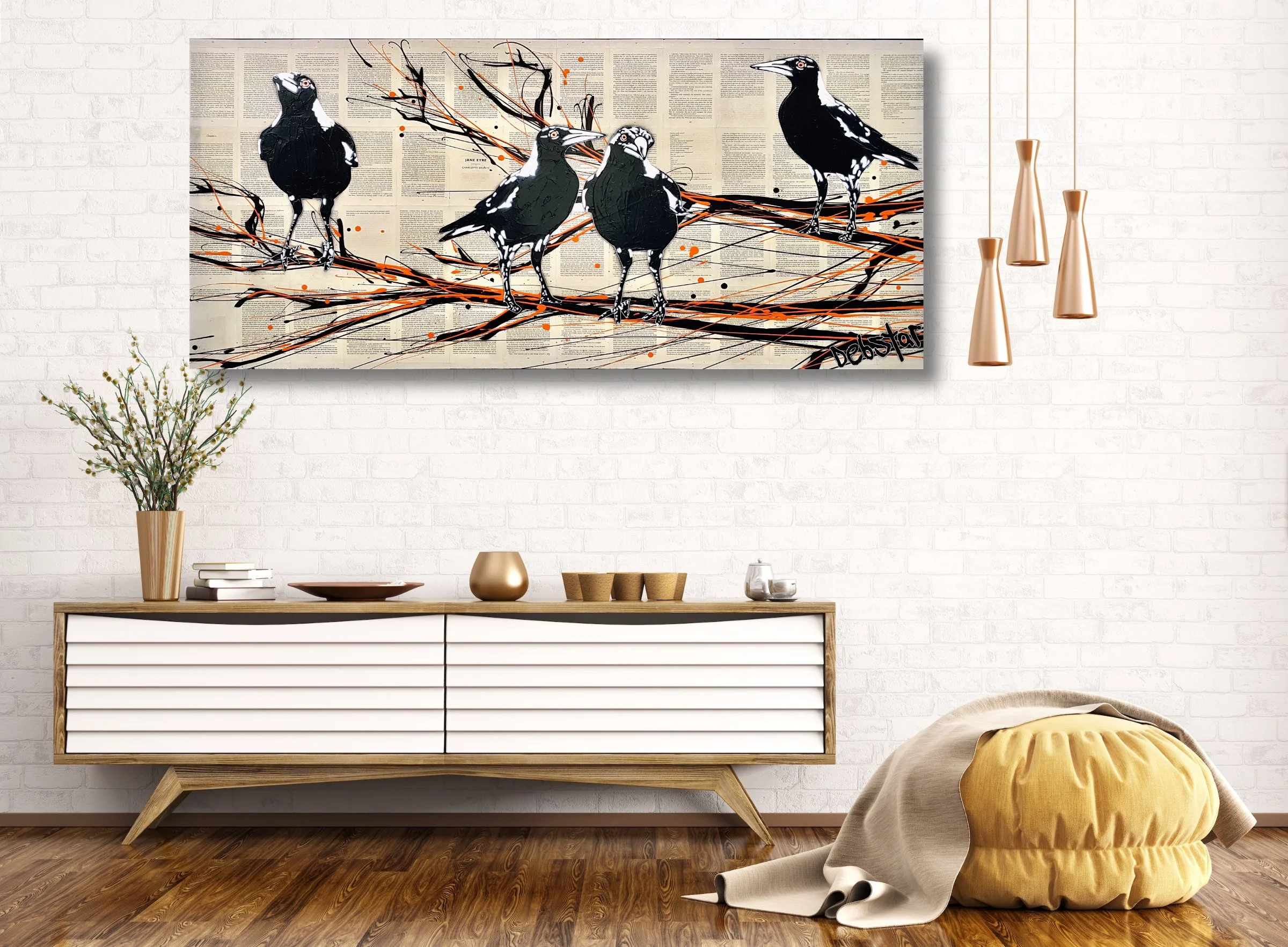 Magpie Mischieviousness 76cm x 152cm $2490