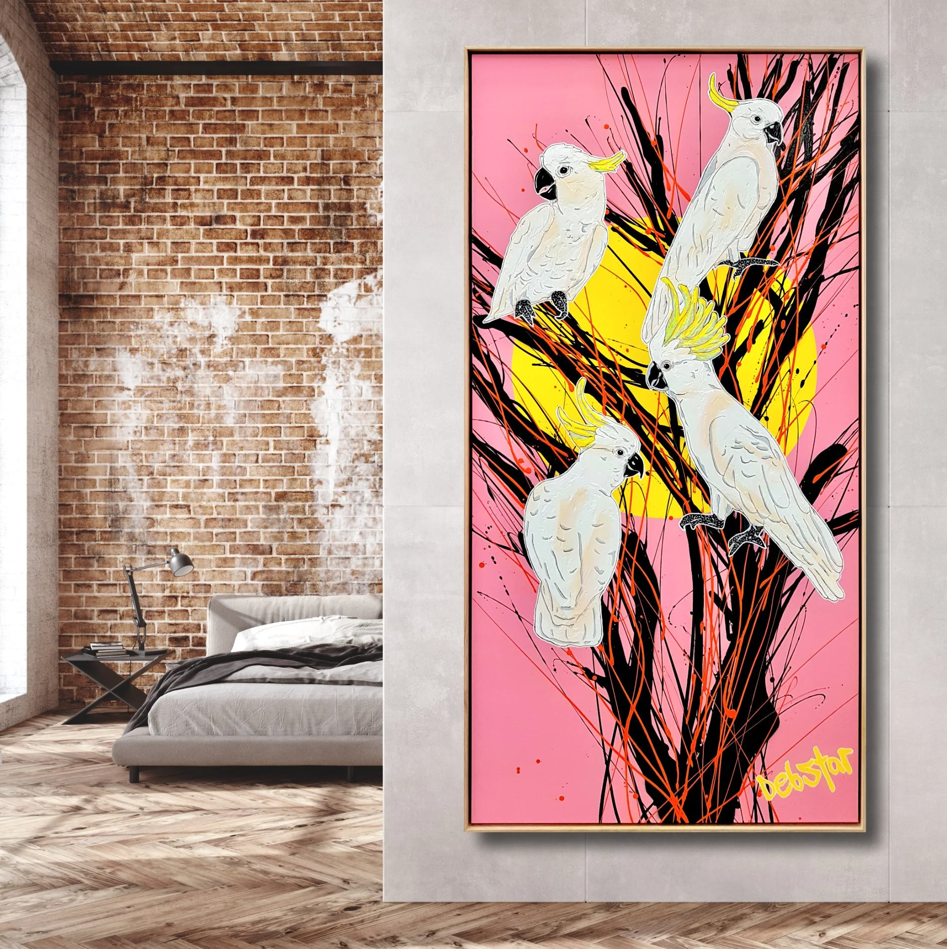 Cockatoos Sunset! Framed 155cm w x 79cm $2500