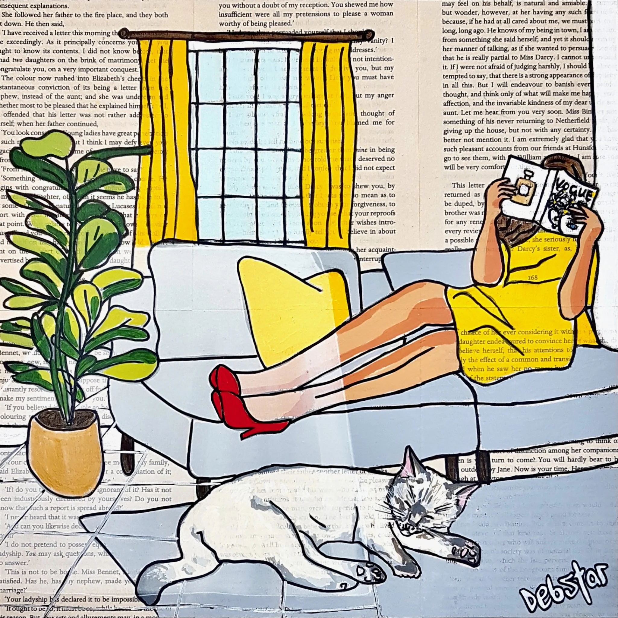 Cat Capers - Basking 30cm x 30cm $350