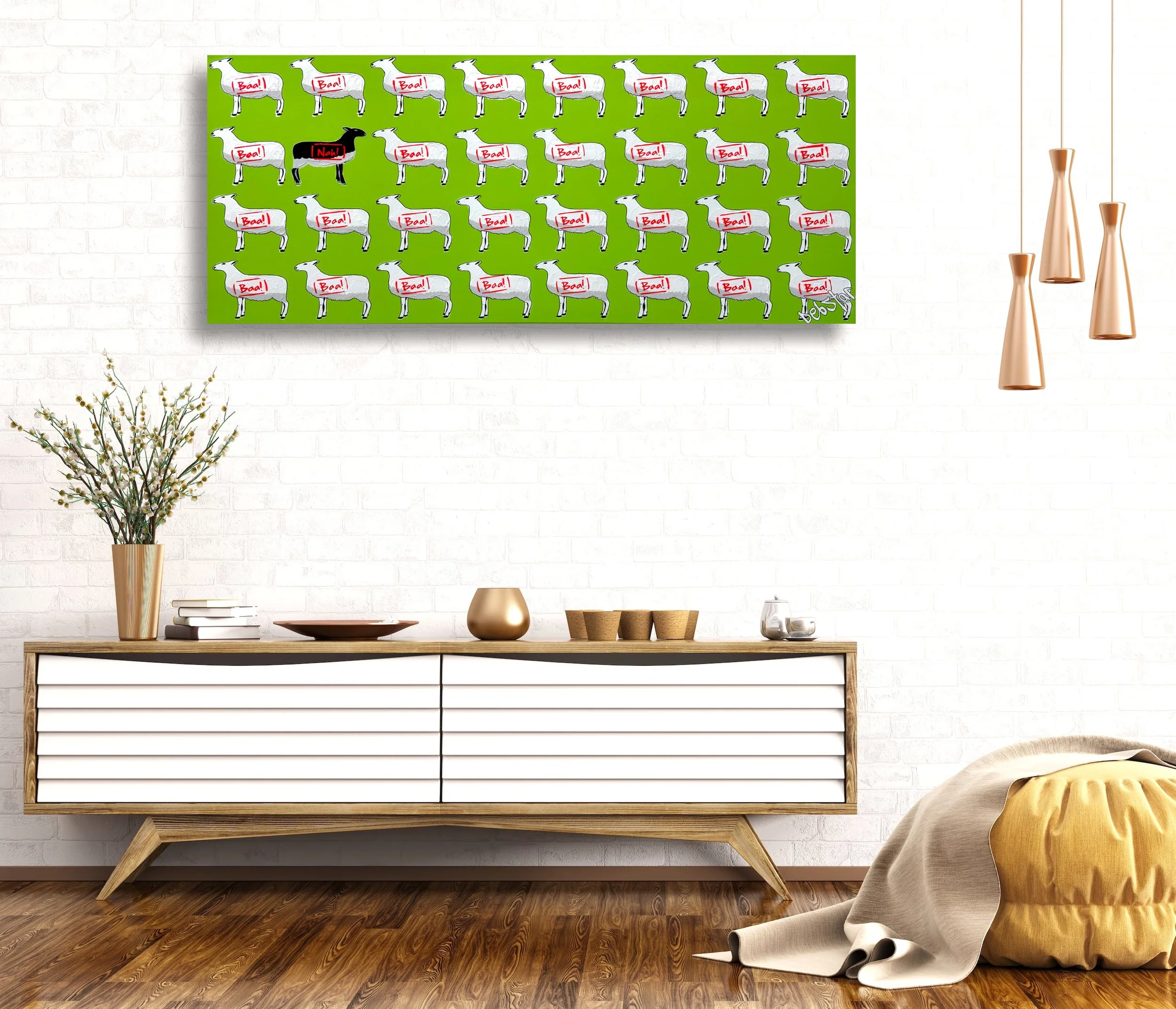 Commission The Black Sheep - Green 122cm x 61cm $1790