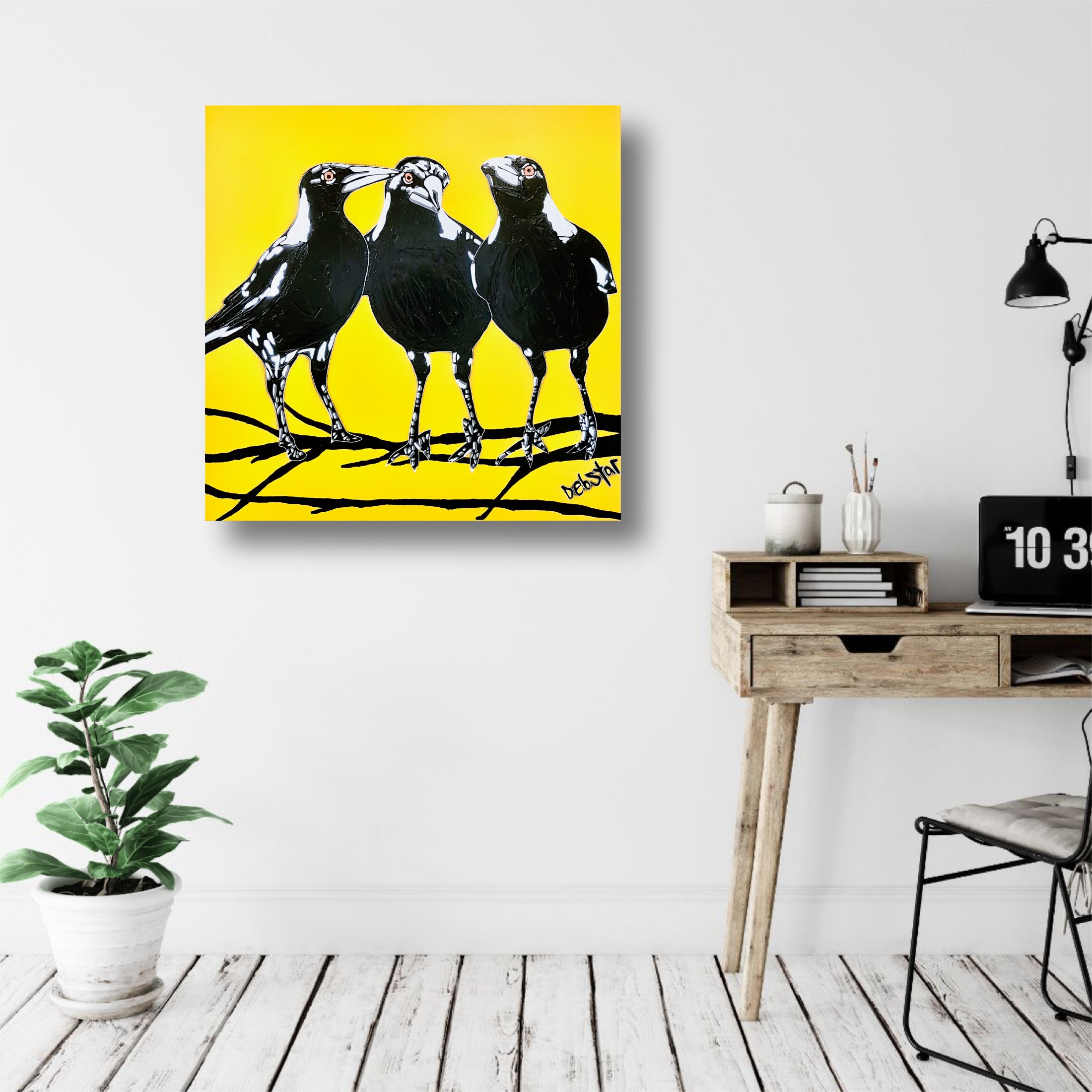 3's Trouble Yellow Commission 61cm x 61cm $590