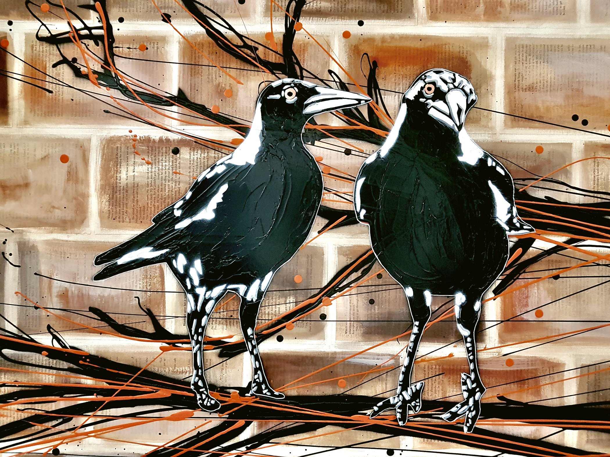 magpie-mischief-brick-wall-book-pages-pop-popart-deborah-lang-art-urban-canvas-4.jpg