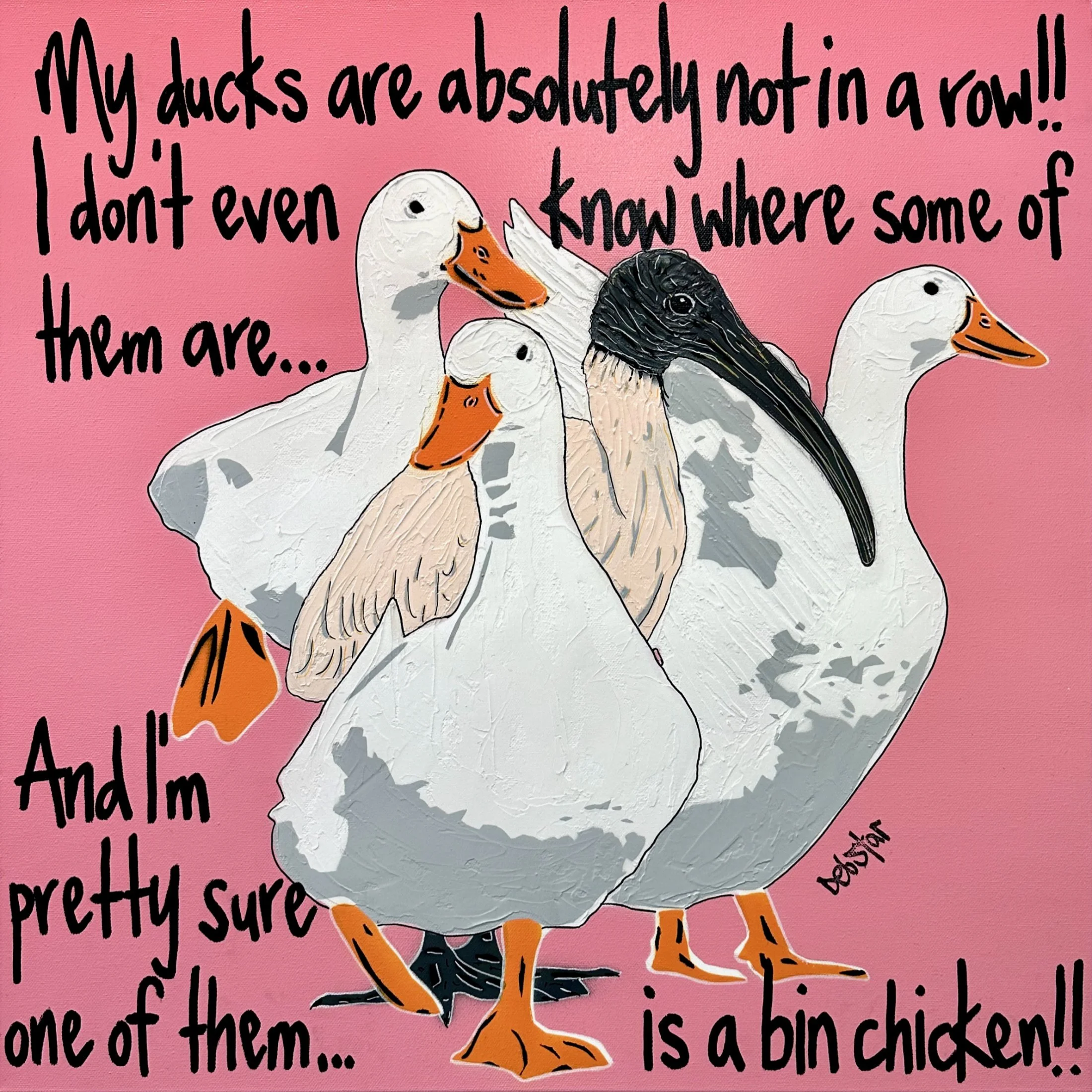 ducks-in-a-row-pink-bin-chicken-pop-art-debstar-deborah-lang-1.jpg