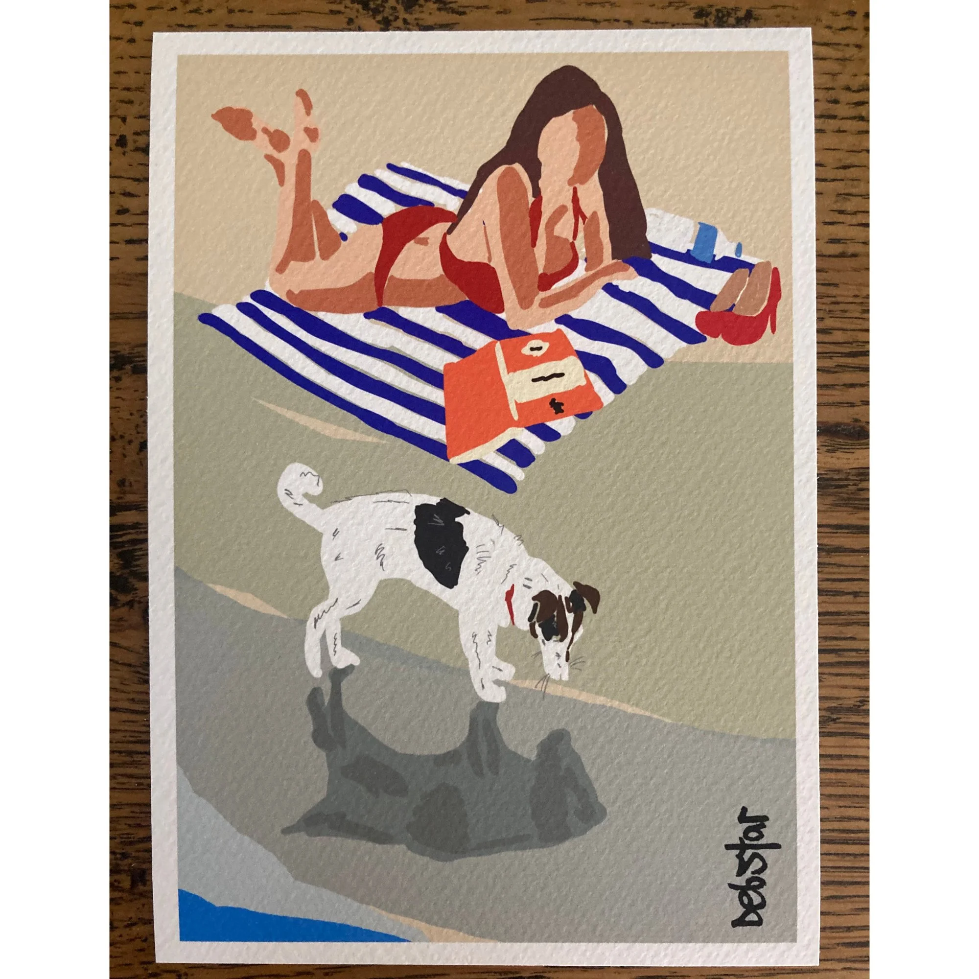 Dog Days - Beach Reflection A5 Limited Edition Print