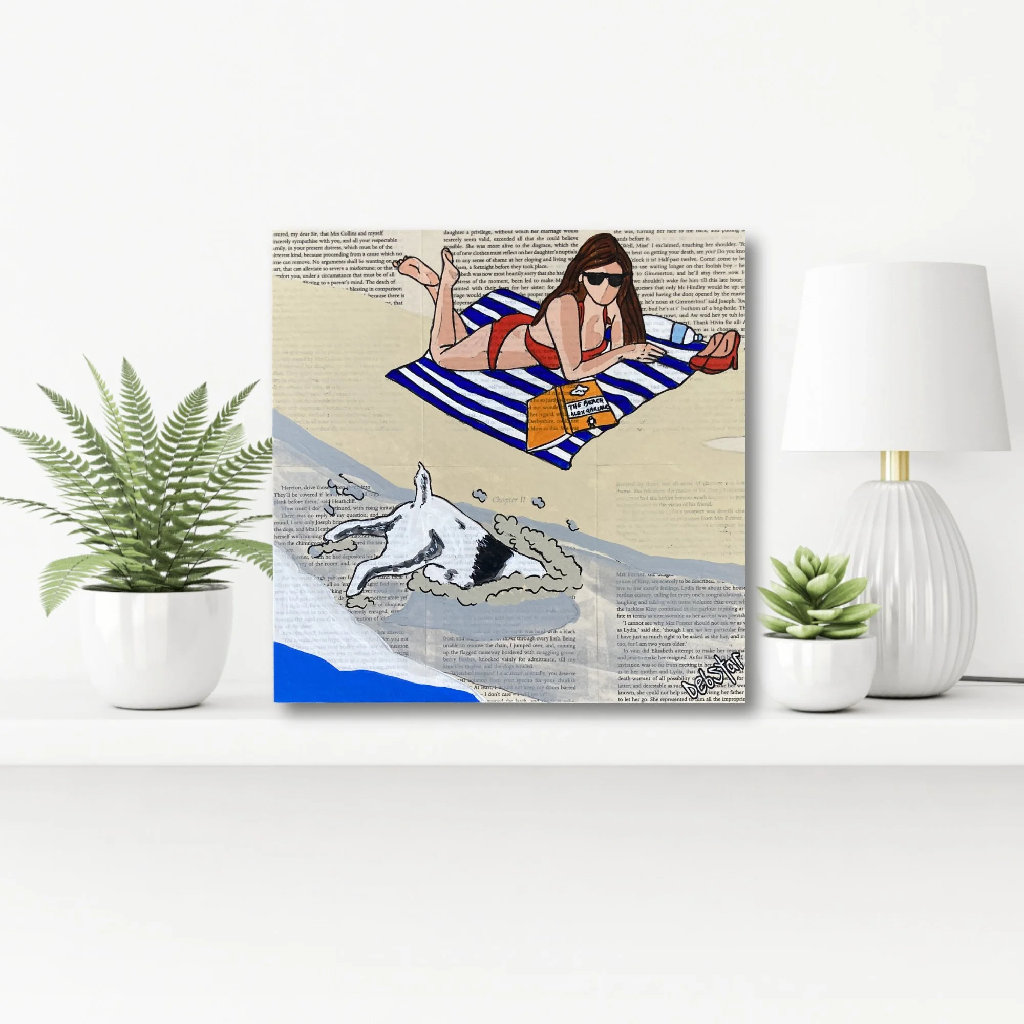 Dog Days - The Beach Dig 30cm x 30cm $450