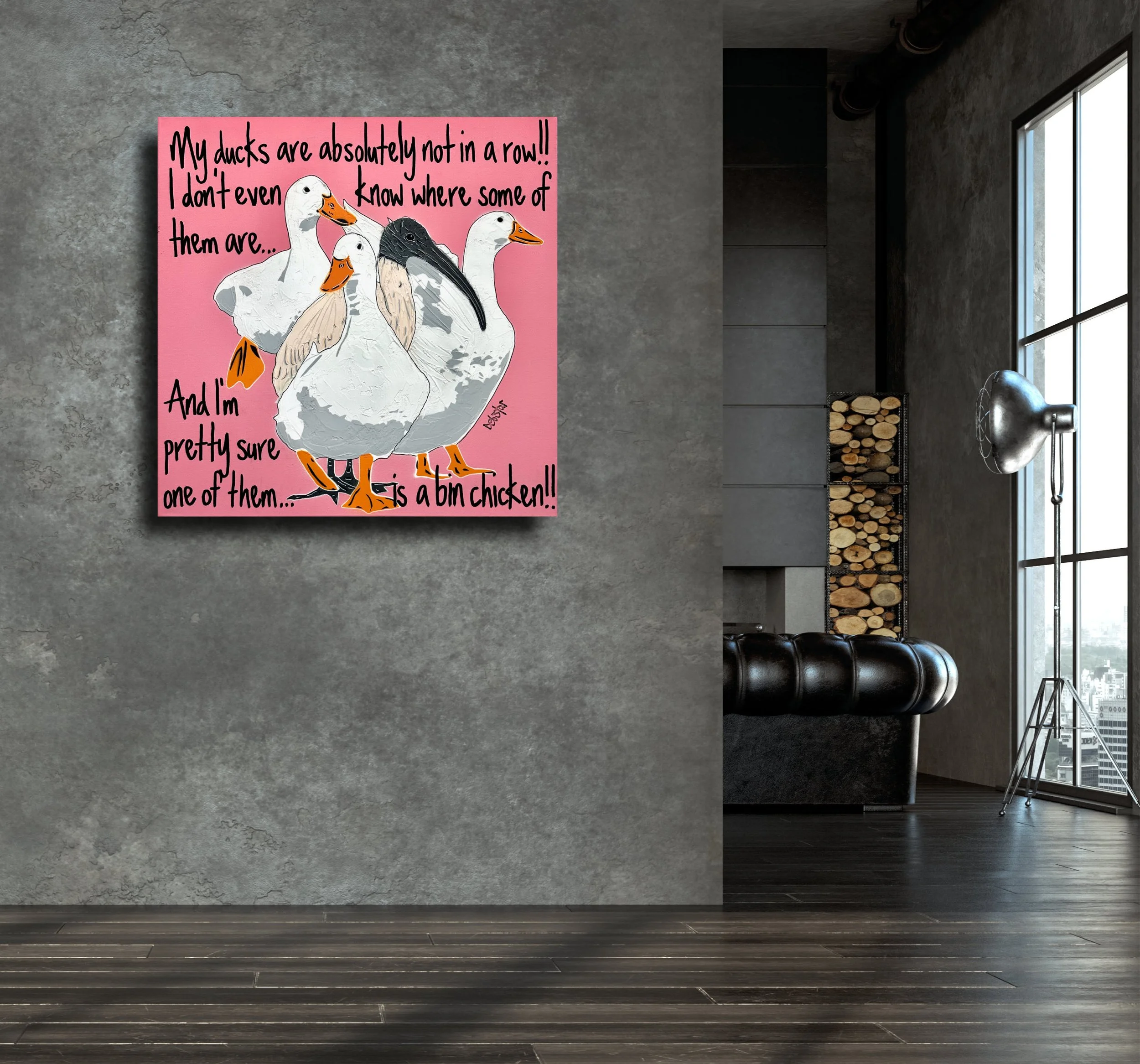 ducks-in-a-row-pink-ibis-pop-art-deborah-lang-debstar-art-urban-canvas-4.jpg