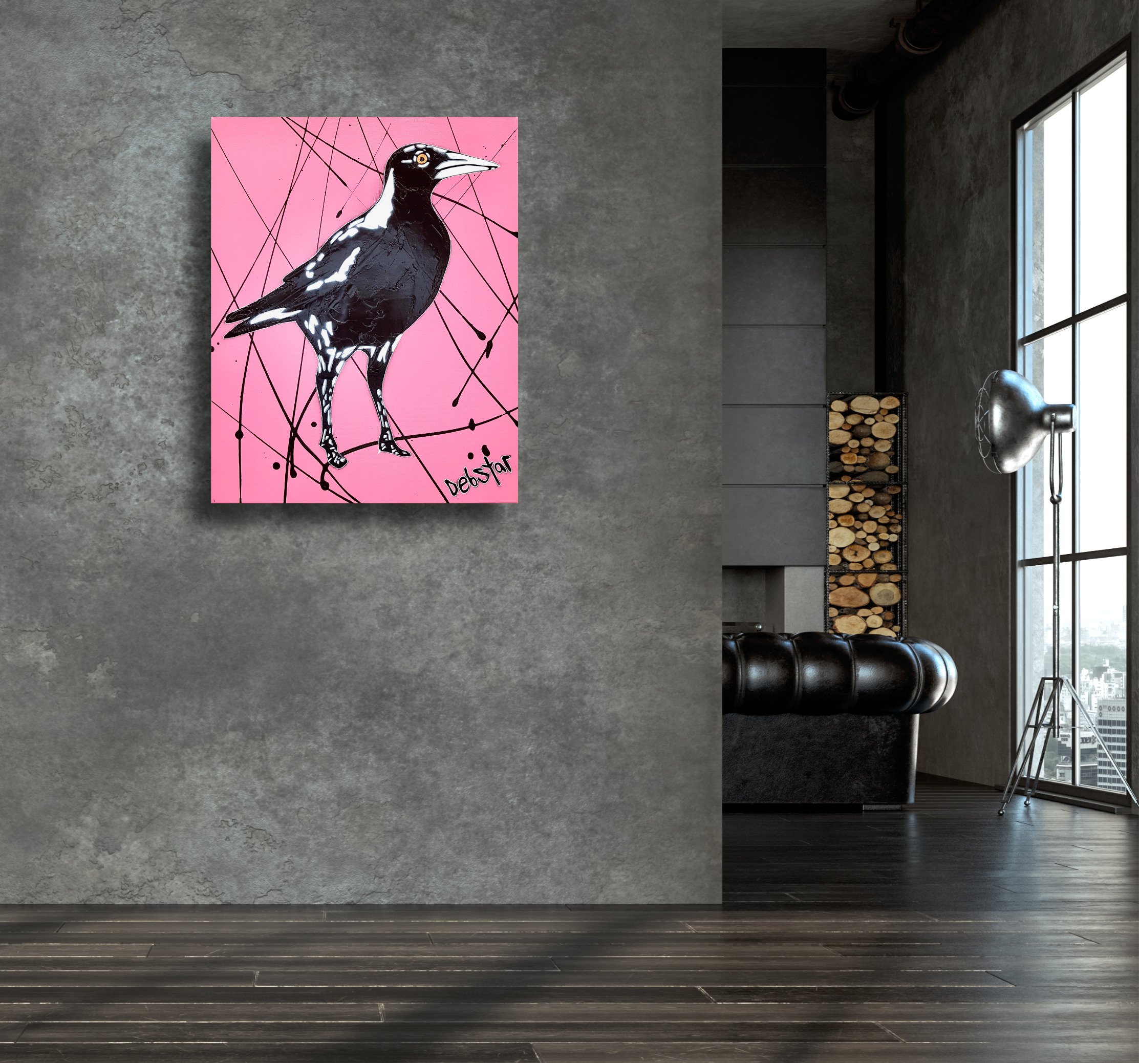 magpie-pink-pop-art-deborah-lang-art-urban-canvas-2.jpg