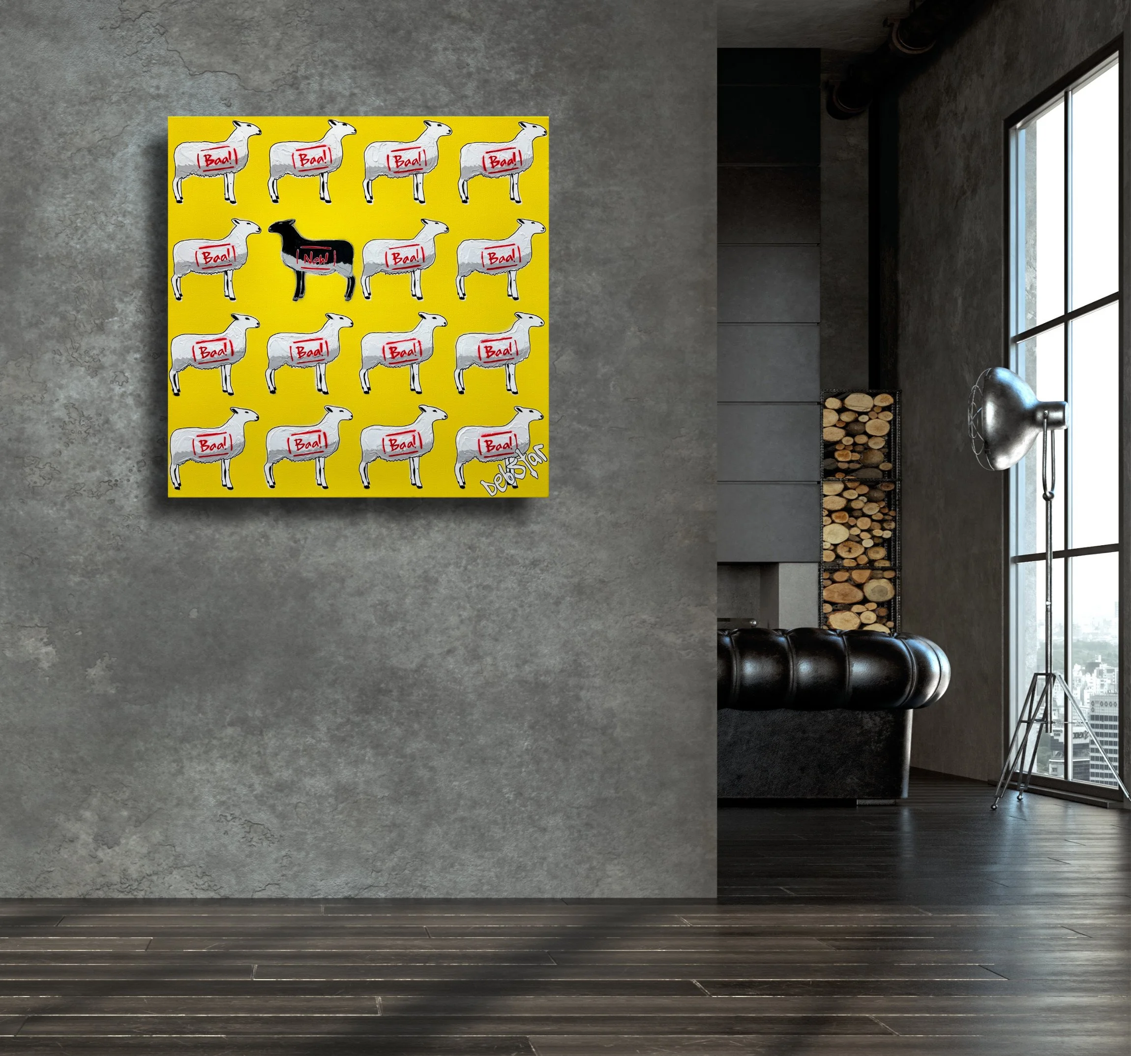 The Black Sheep - Yellow 2 61cm x 61cm $890