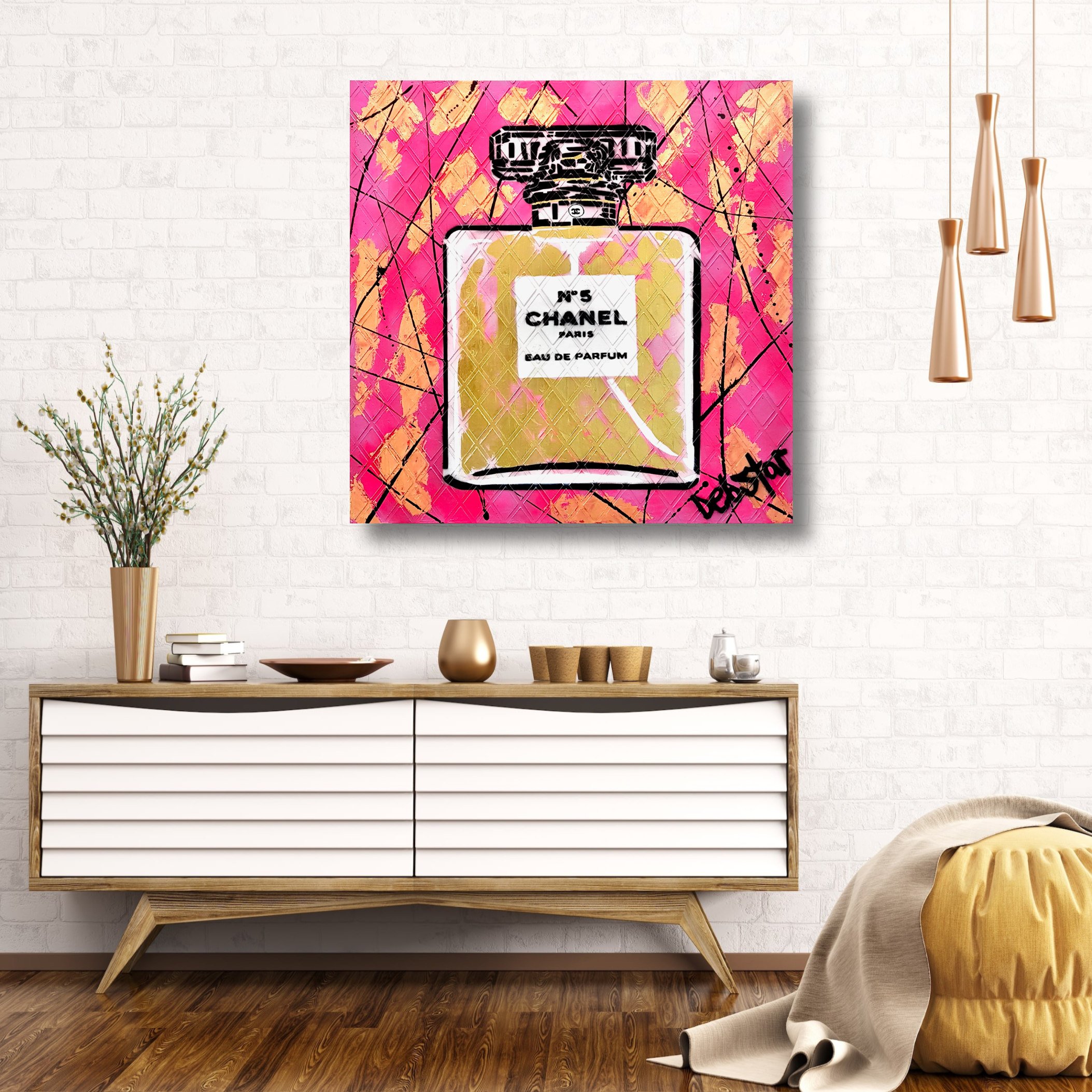 Chanel No 5 Perfume Bottle Pink XL 81cm x 81cm $1190