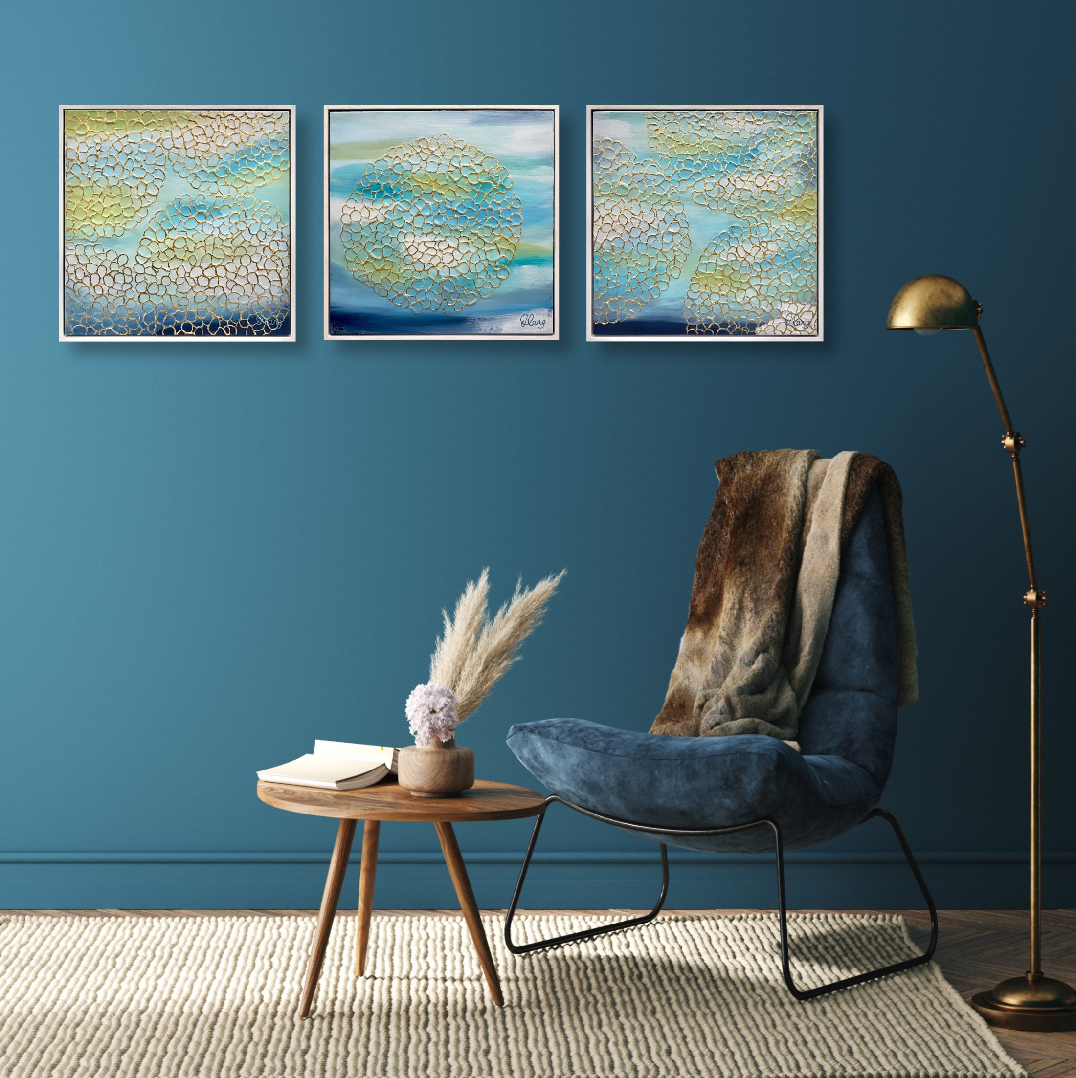 Ocean Textures 2 3Pc 3x 38cm w x 38cm $790