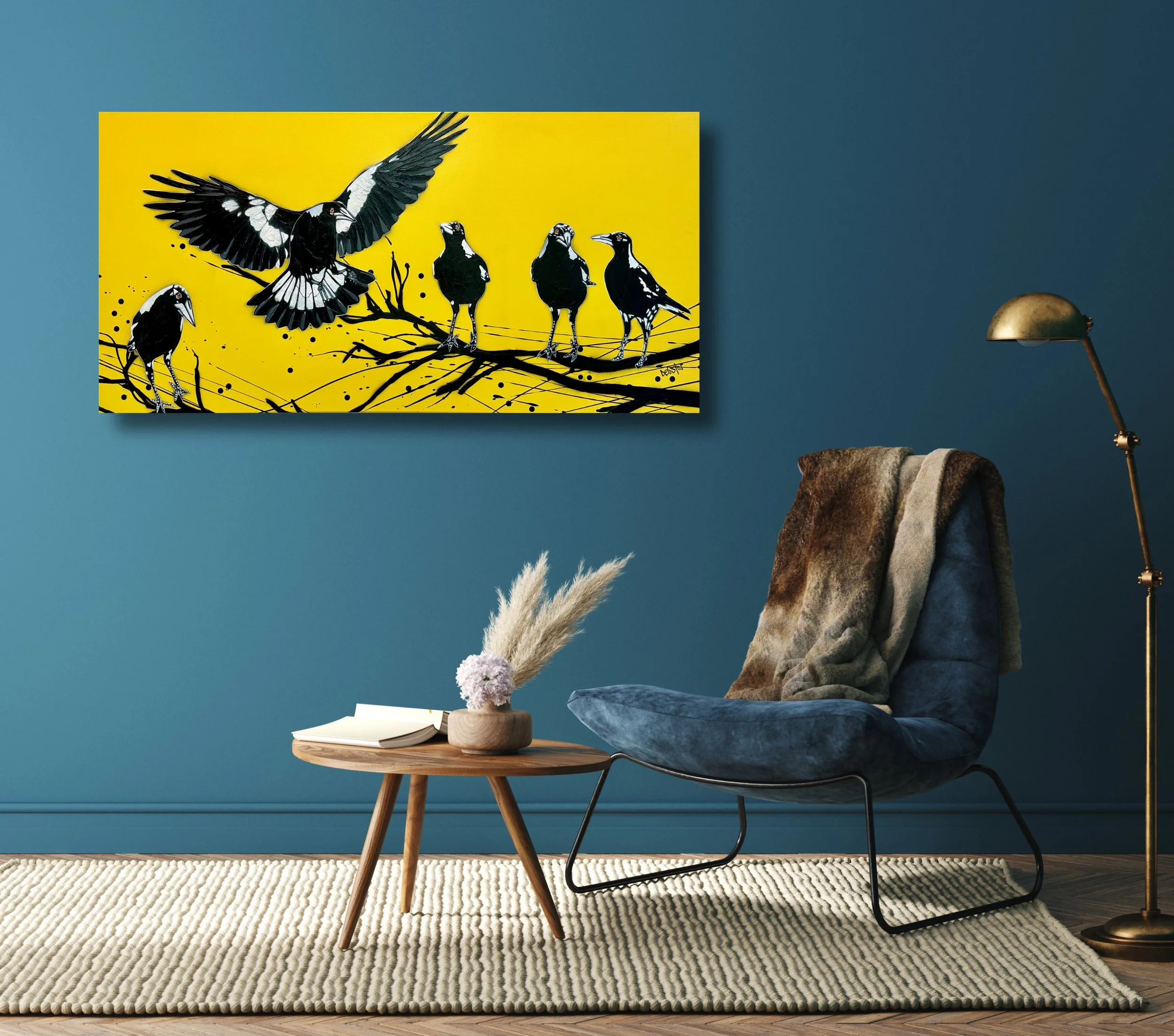 yellow-magpie-the-gathering-pop-popart-debstar-deborah-lang-art-urban-canvas-4.jpg