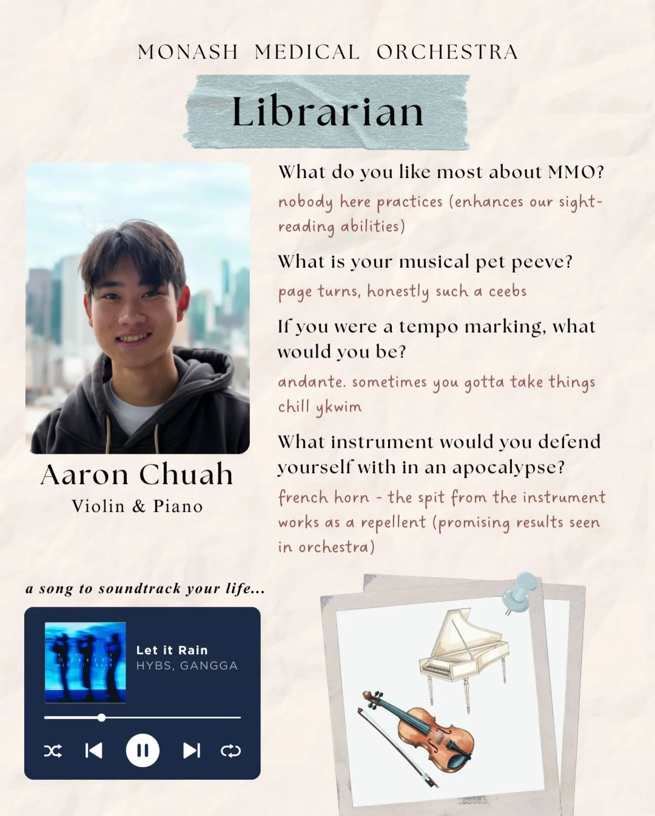 ✨🎻 Say hello to the 2026 MMO Committee ✨🎻

Meet Aaron, your trusty librarian 📚 He&rsquo;ll make sure you have music on your stands - and that you&rsquo;ll be hearing at least one 67 joke per rehearsal 🤯
