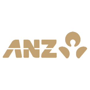 ANZ bank logo with stylized floral emblem to the right.