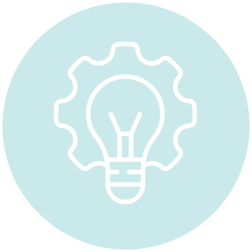Light bulb and gear icon representing innovation or ideas.