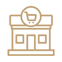 Store front with shopping cart icon above entrance