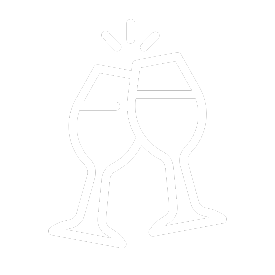 Two clinking champagne glasses.