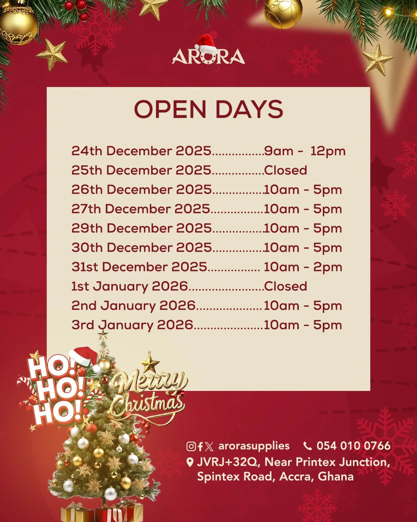 Continue your Xmas shopping into the New Year!!! We are open on selected days to serve you better. Plan your visit and shop stress-free.

Enjoy up to 15% OFF on premium Arora tiles from elegant porcelain designs to vibrant styles for homes, offices, 