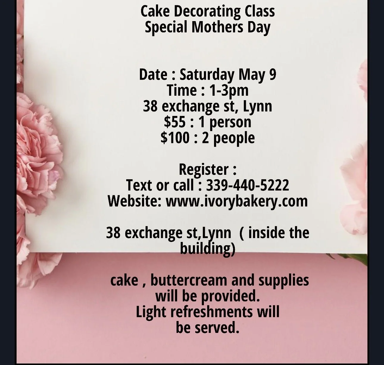 Cake Decorating Class : Special Mothers Day