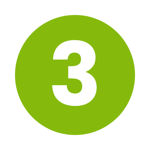 Green circle with the number 3 in white