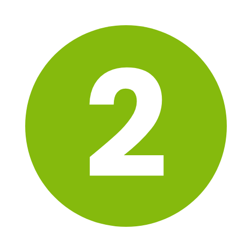 Green circle with the number 2 in white