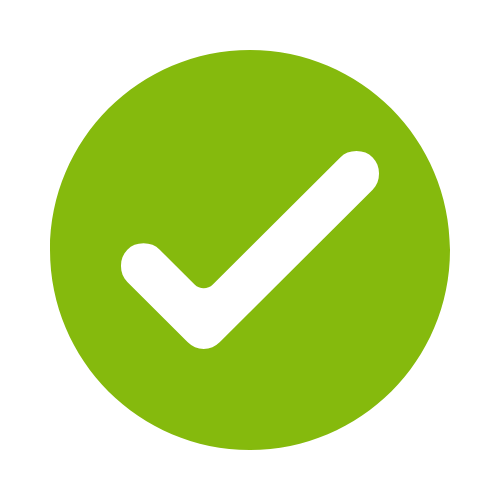 Green circle with a white check mark inside