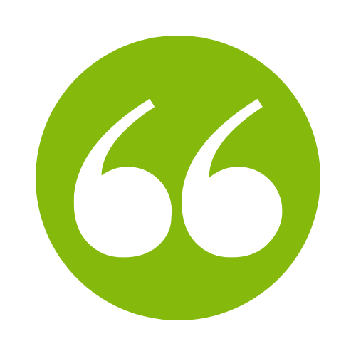 Green circle with white quotation marks icon