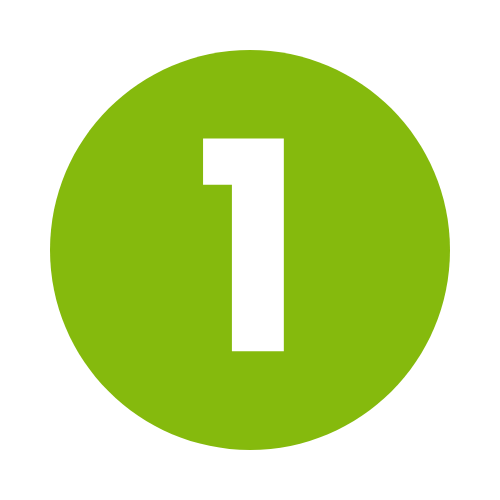 Green circle with the number 1 in white
