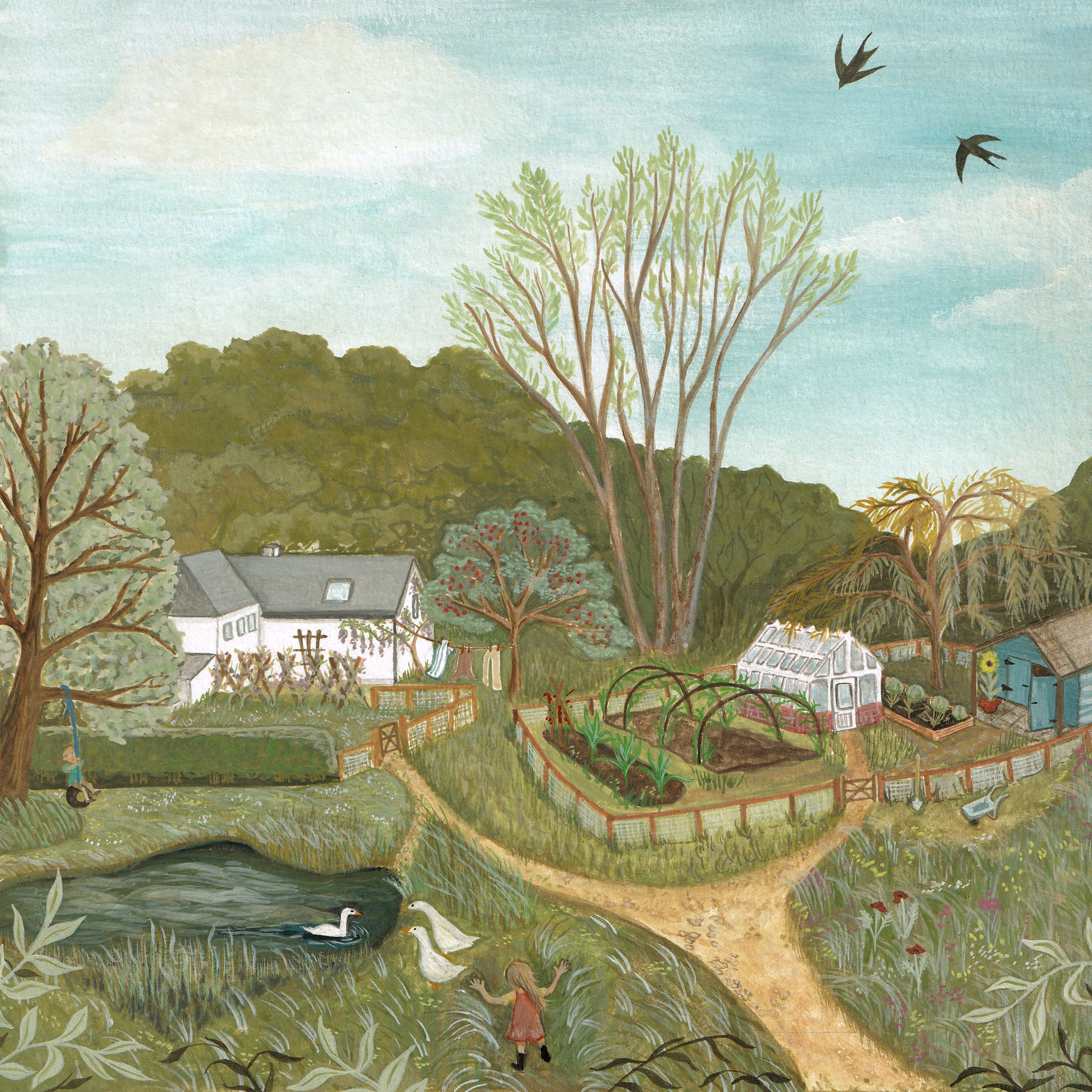 'Summer At Home' gouache painting