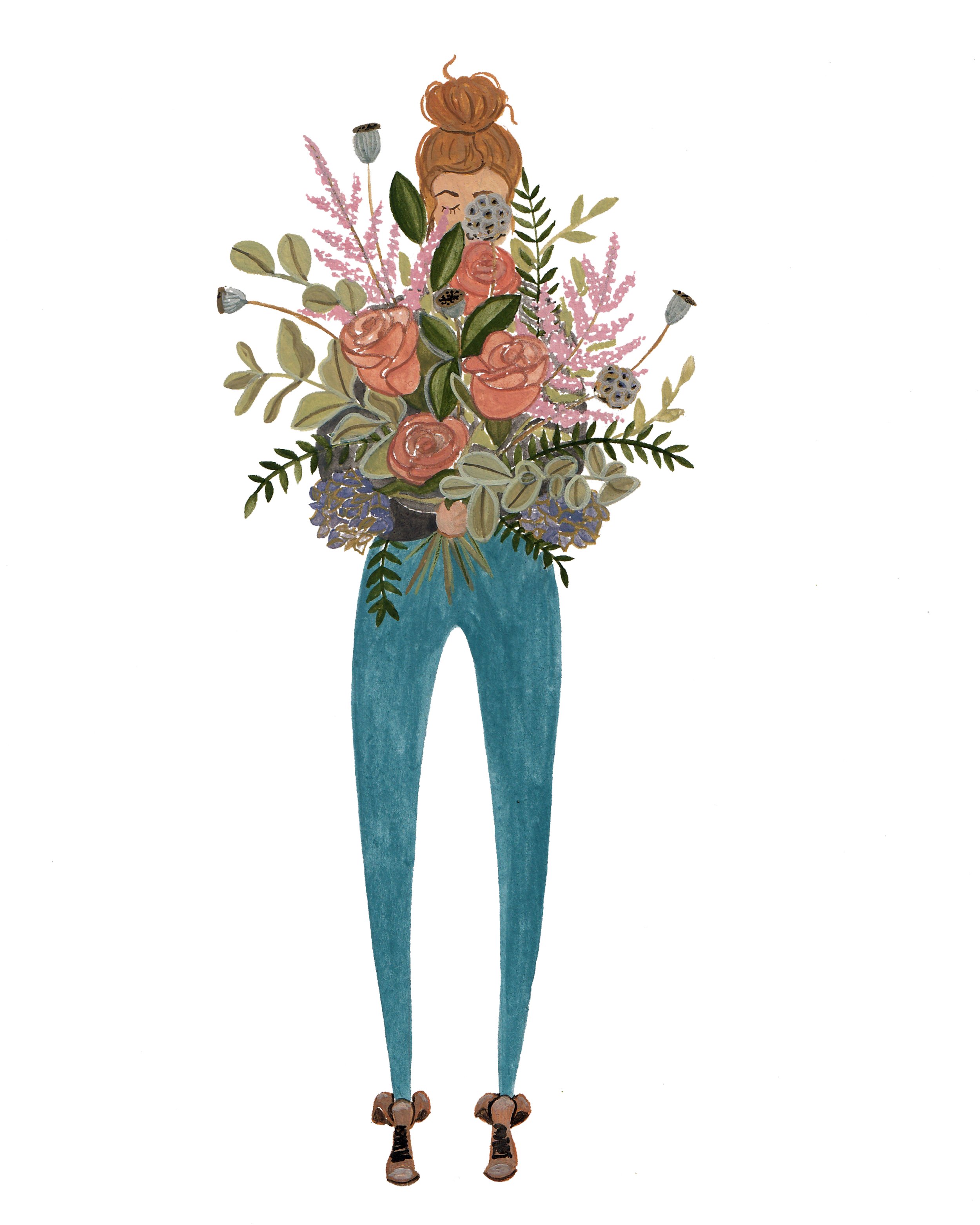 'Bouquet' gouache painting
