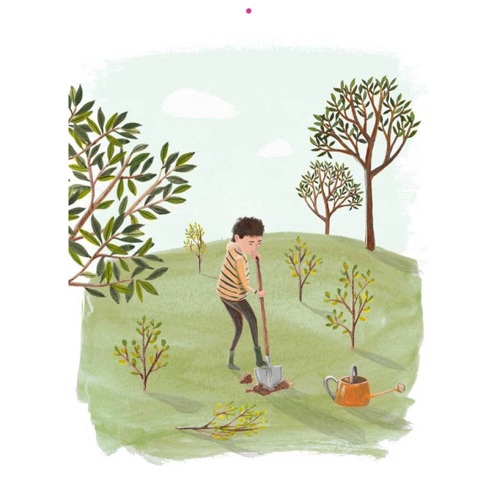 'Grow Strong' gouache paintings designed as an illustration