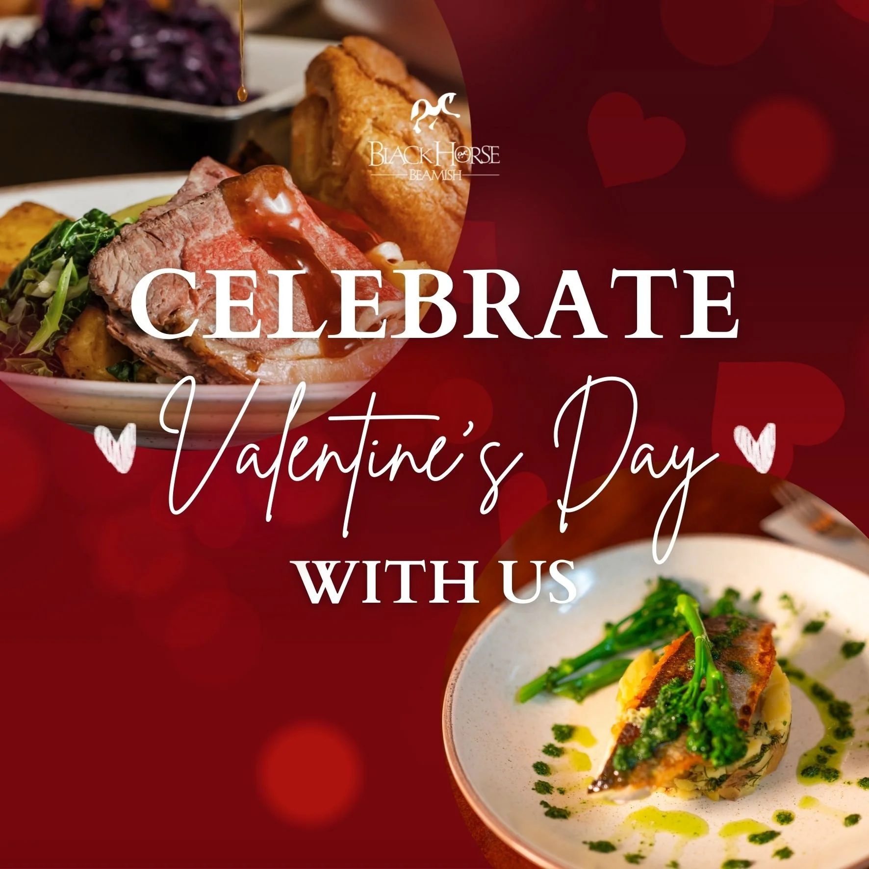 Got plans for Valentine's?...❤️

Why not treat your loved one to a beautifully crafted two or three-course meal in the beautiful, idyllic surroundings of our historic pub and restaurant. Nestled within our stunning countryside estate, the Black Horse