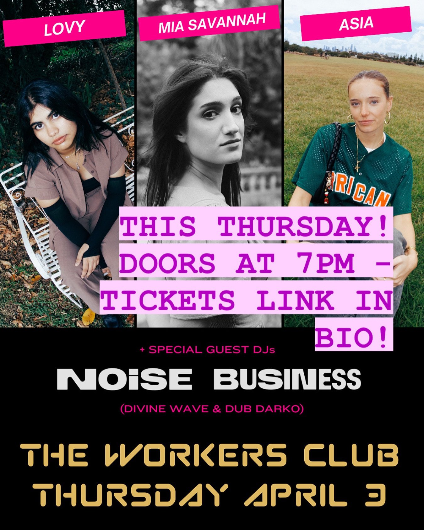 Had a few people asking about door time - it&rsquo;s this Thursday at the workers club! Doors at 7pm! #altpop