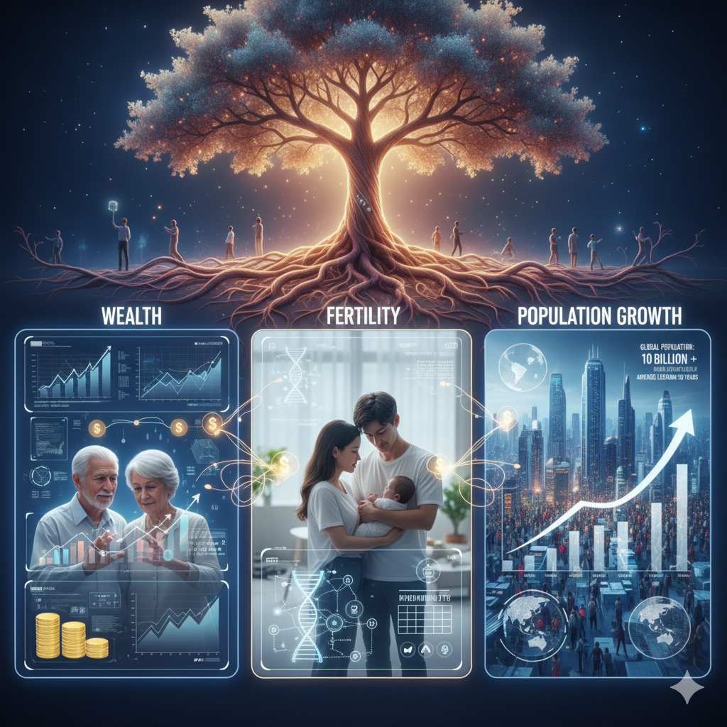 Consequences of increased longevity on wealth, fertility, and population growth