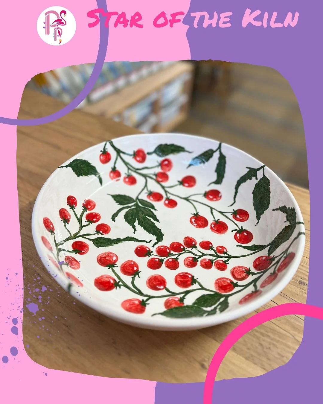 🌟STAR &bull; OF &bull; THE &bull; KILN🌟

When a painter walks in with a so-realistic-you-could-pick-them cherry bowl, painted by herself, you know you&rsquo;re going to see something special. And so we did!
We can&rsquo;t believe how gorgeous this 