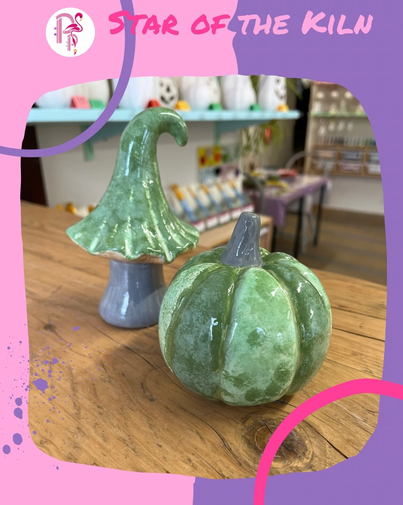 🌟STAR &bull; OF &bull; THE &bull; KILN🌟

Things don&rsquo;t need to be complicated to look beautiful - just look at this gorgeous mushroom and pumpkin combo!🎃🍄&zwj;🟫
Feeling inspired? Book now to #PaintYourStyle!
🌵🎨🦩

For more information, vi