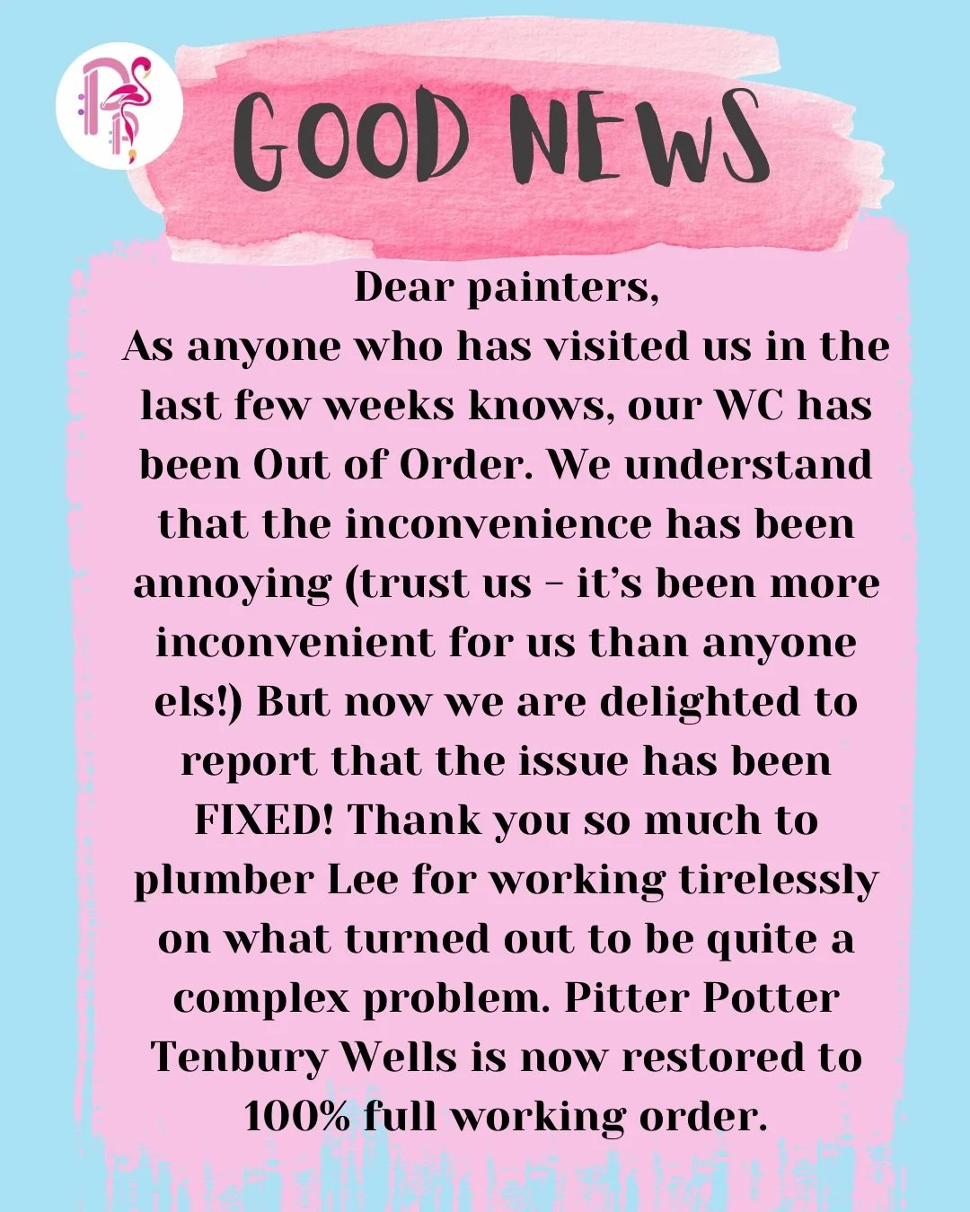 🤗GOOD &bull; NEWS🤗

Any decent pottery studio needs a working loo, and we&rsquo;ve been sorely missing the use of our since December - we know it&rsquo;s been a bit of a nuisance for our visitors, especially on Friday Nights!

Happily, the loo is n