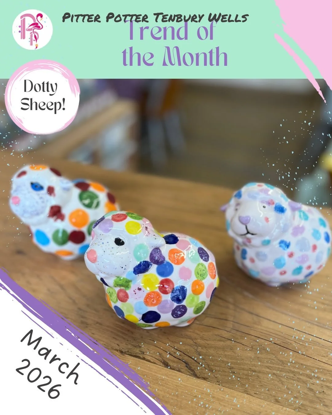 🔥TREND &bull; OF &bull; THE &bull; MONTH🔥

March 2026 brought us the adorable trend of&hellip;
Dotty Sheep! 
Started by accident by a girl visiting for her 10th Birthday, the polka dot sheep in the window has sparked a raft of followers! Pink &amp;