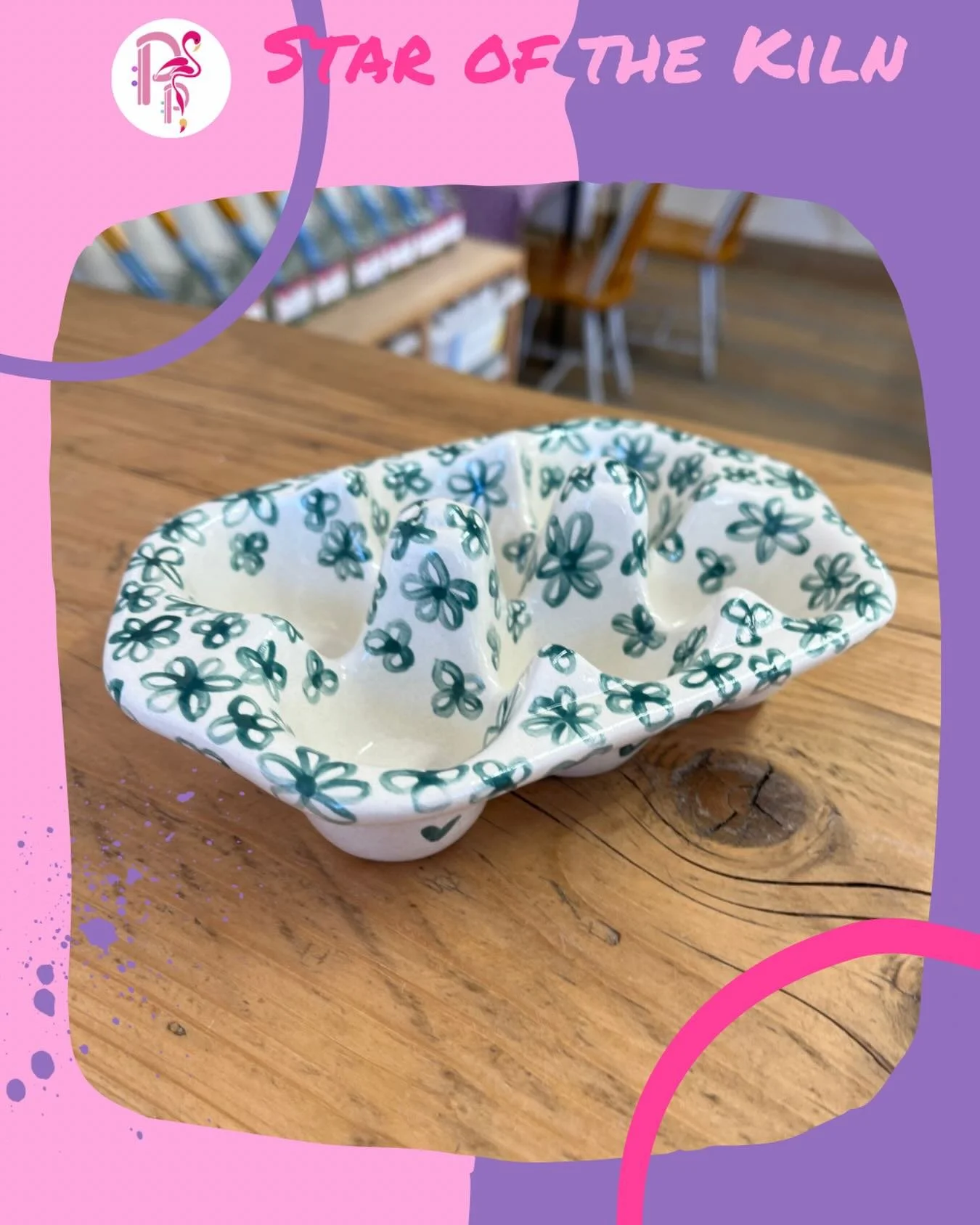 🌟STAR &bull; OF &bull; THE &bull; KILN🌟

We&rsquo;ve seen a lot of beautiful egg trays, but there&rsquo;s something about this one which is just perfect! Maybe it&rsquo;s the simplicity, the colour or the trailing flower design, but we&rsquo;re fee